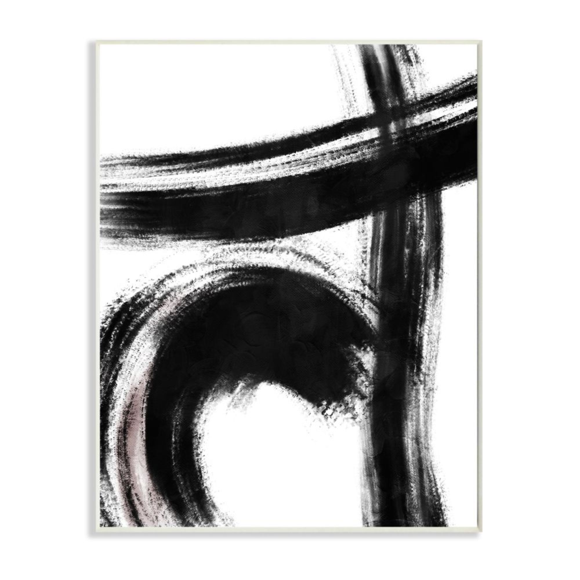 Stupell Industries AC-234-WD-13X19 Defined Black Brush Strokes Small Pink Detail Onrei 19-in H x 13-in W Abstract Print