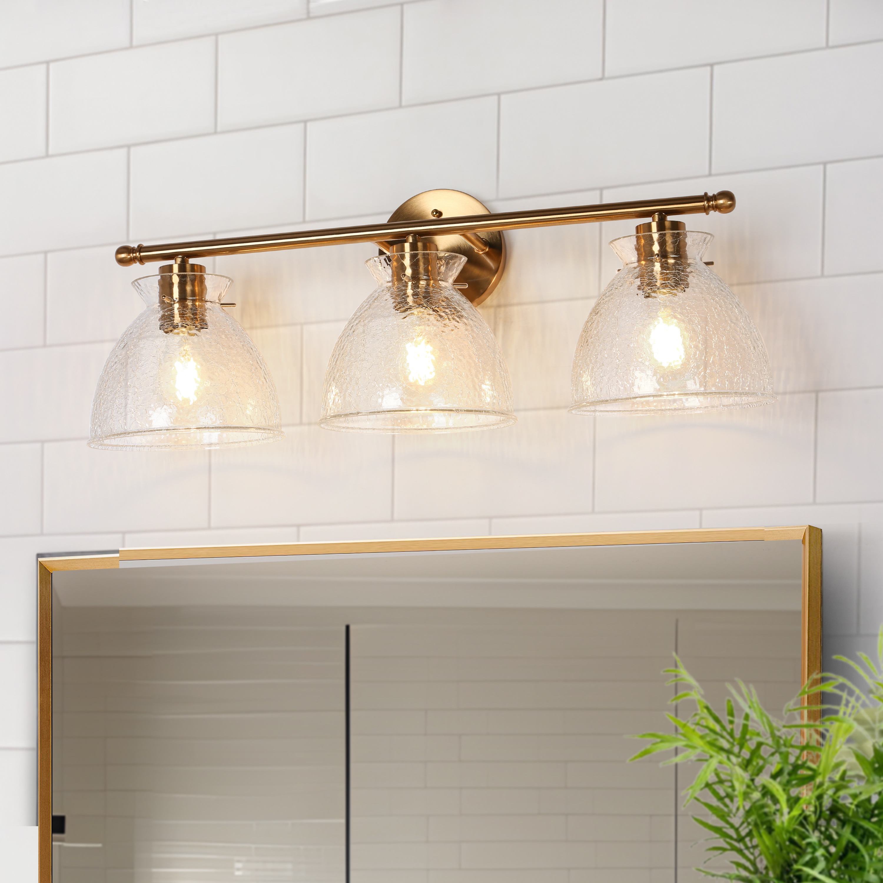 Uolfin 2EMJMI-LWS25201-Y9 23.6-in 3 -Light Polished Gold Modern/contemporary Vanity light