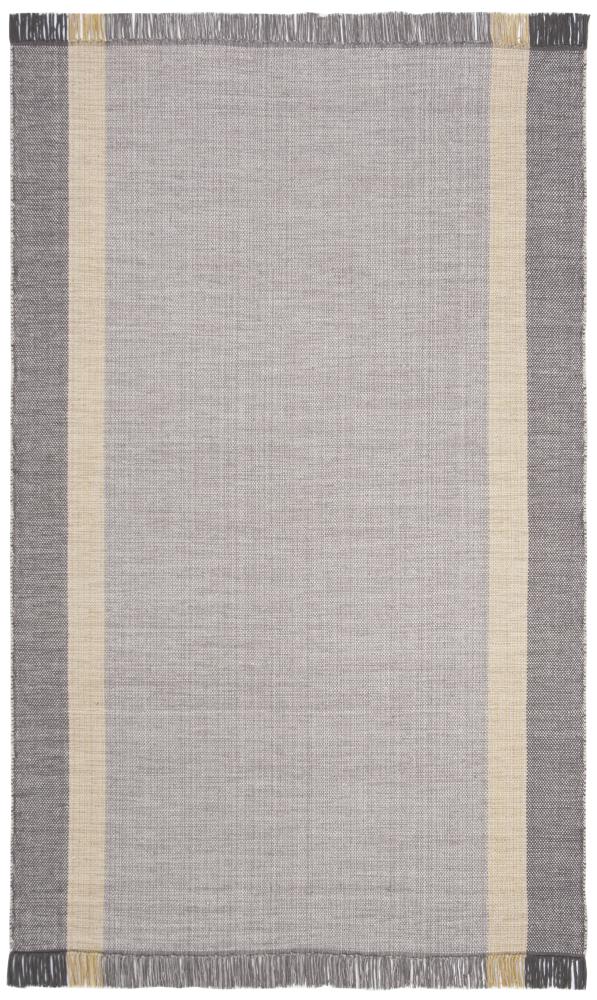 Handwoven Mustard & Grey Cotton Flatweave Rug - 5' x 8'