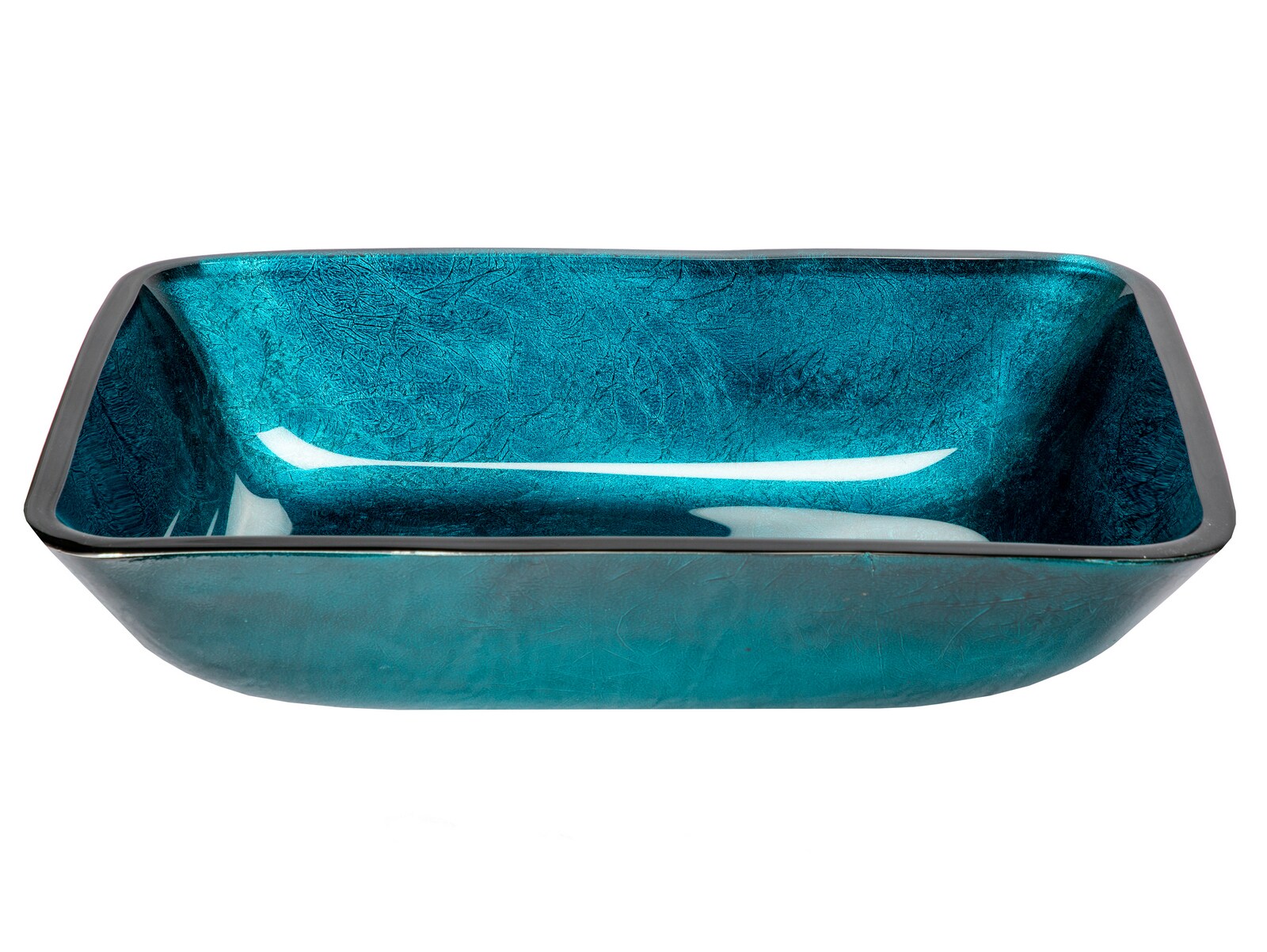 Eden Bath EBGS67 Glass Vessel Rectangular Modern Turquoise Bathroom Sink ( 18.375-Inches x 13-Inches )