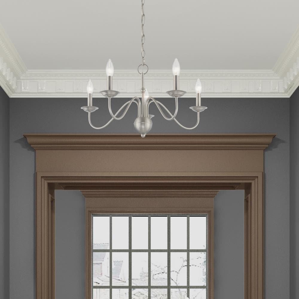Windsor Mini 5-Light Brushed Nickel Plug-In Chandelier