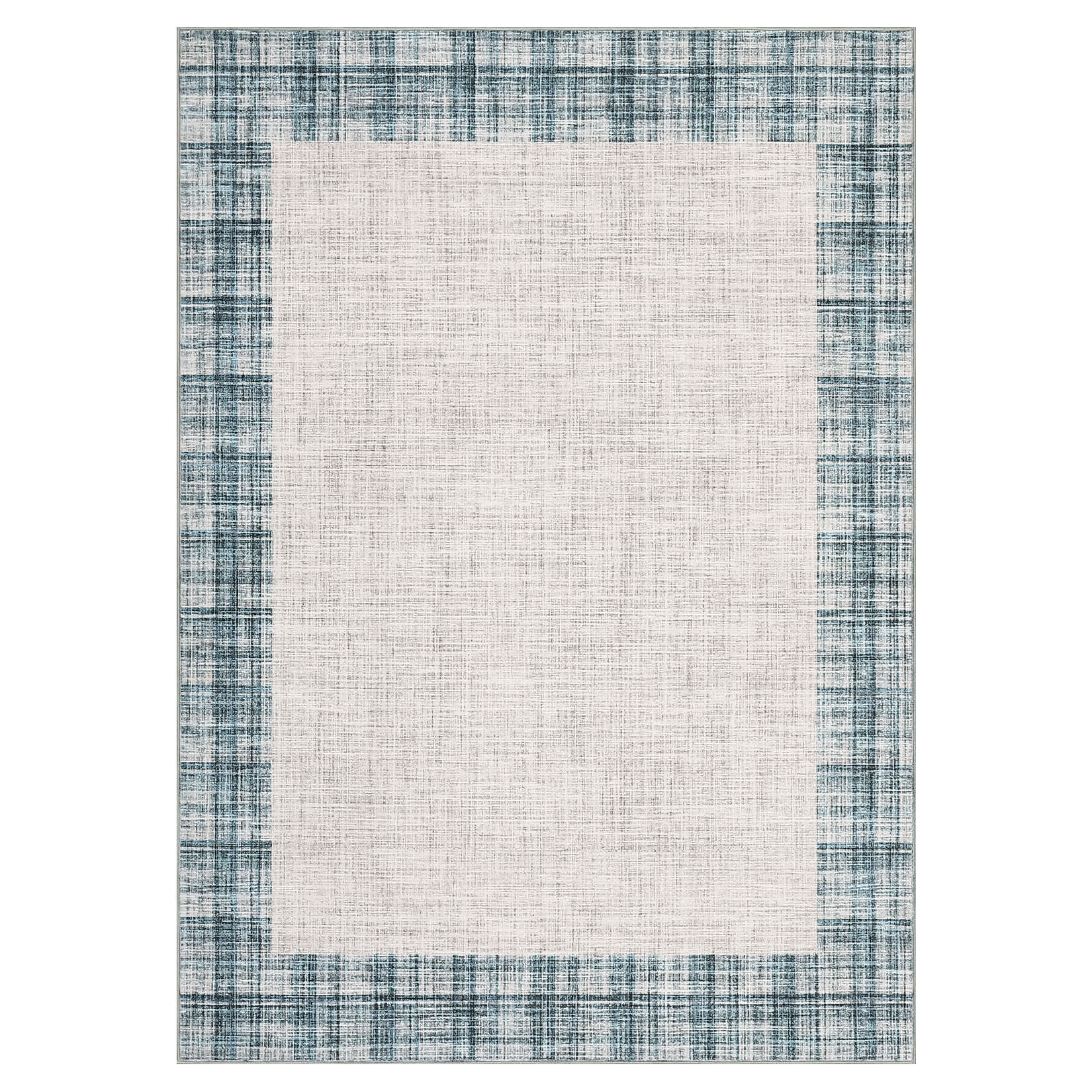 WhizMax SUNNY-PHK-33SYPWW3 9 x 12 ft Polyester Light Blue Rectangular Living Room Bedroom Dining Room Geometric Bordered Modern Machine Washable Area Rug