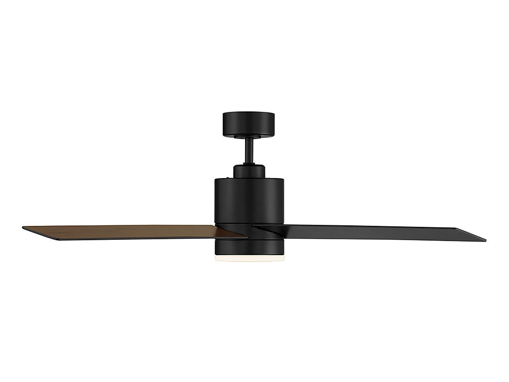 52" Matte Black and Antique Oak Reversible Blade Ceiling Fan with LED Light and Remote