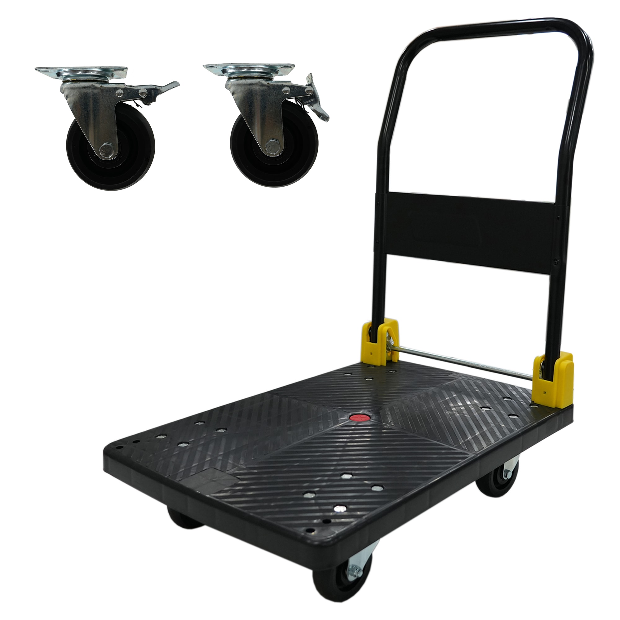 Tatayosi JL-210403 Foldable Platform Push Hand Truck Cart 880 lbs Weight Capacity 2 Swivel Brake Wheels