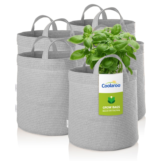 Coolaroo 5-Pack 12-in W x 11-in H Steel Grey Fabric Indoor/Outdoor Grow Bag  in the Pots & Planters department at