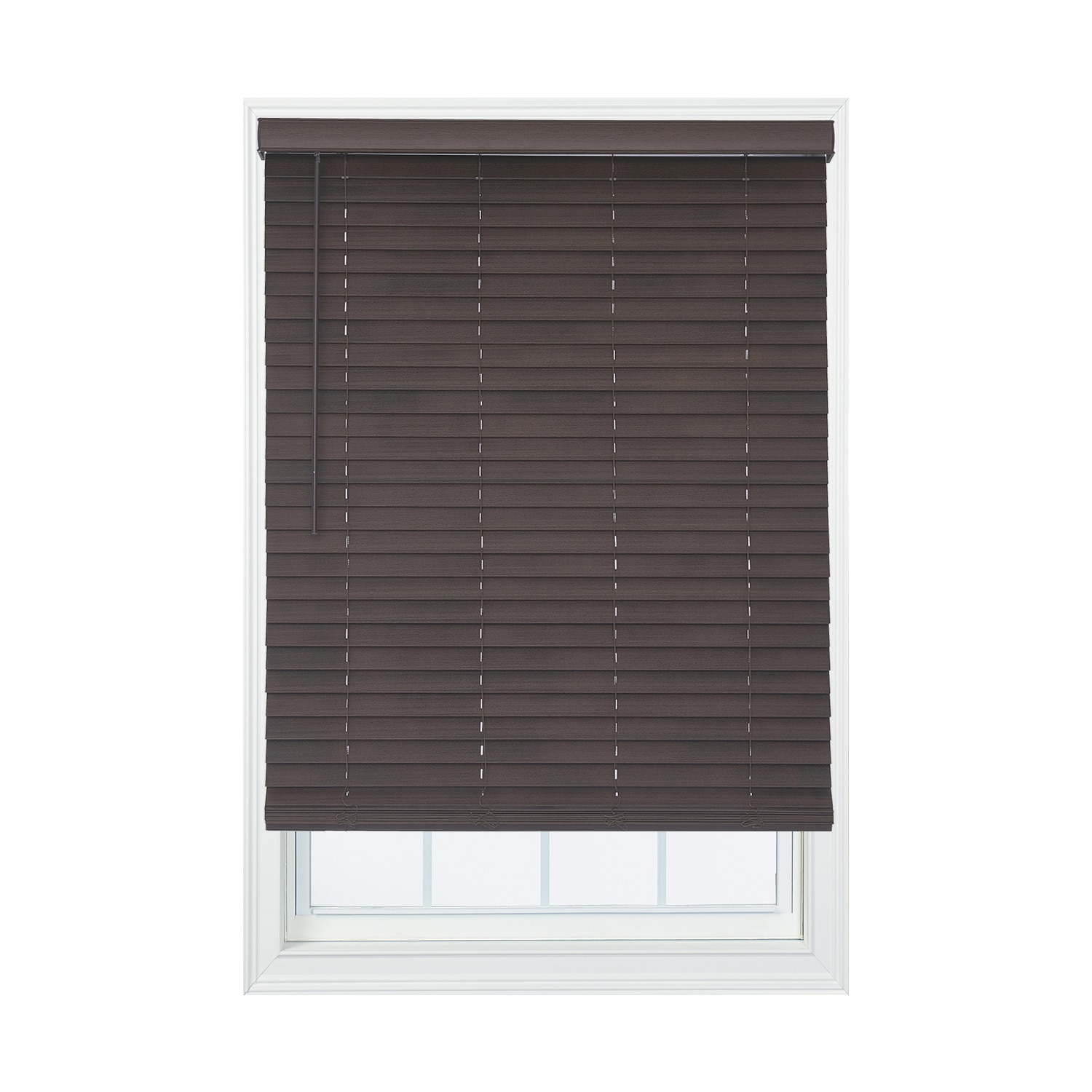 allen + roth Cordless Faux Wood 2-in Slat Width 22-in x 48-in Cordless  White Faux Wood Room Darkening Horizontal Blinds in the Blinds department  at