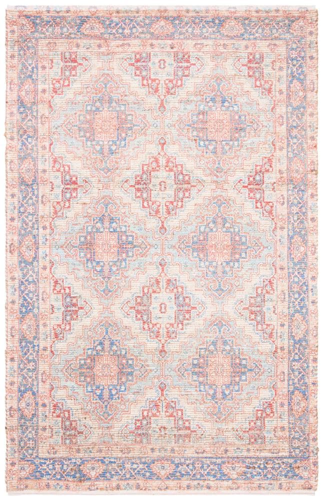 Bohemian Bliss Blue Oriental Hand-Loomed Cotton Rug 5'x8'