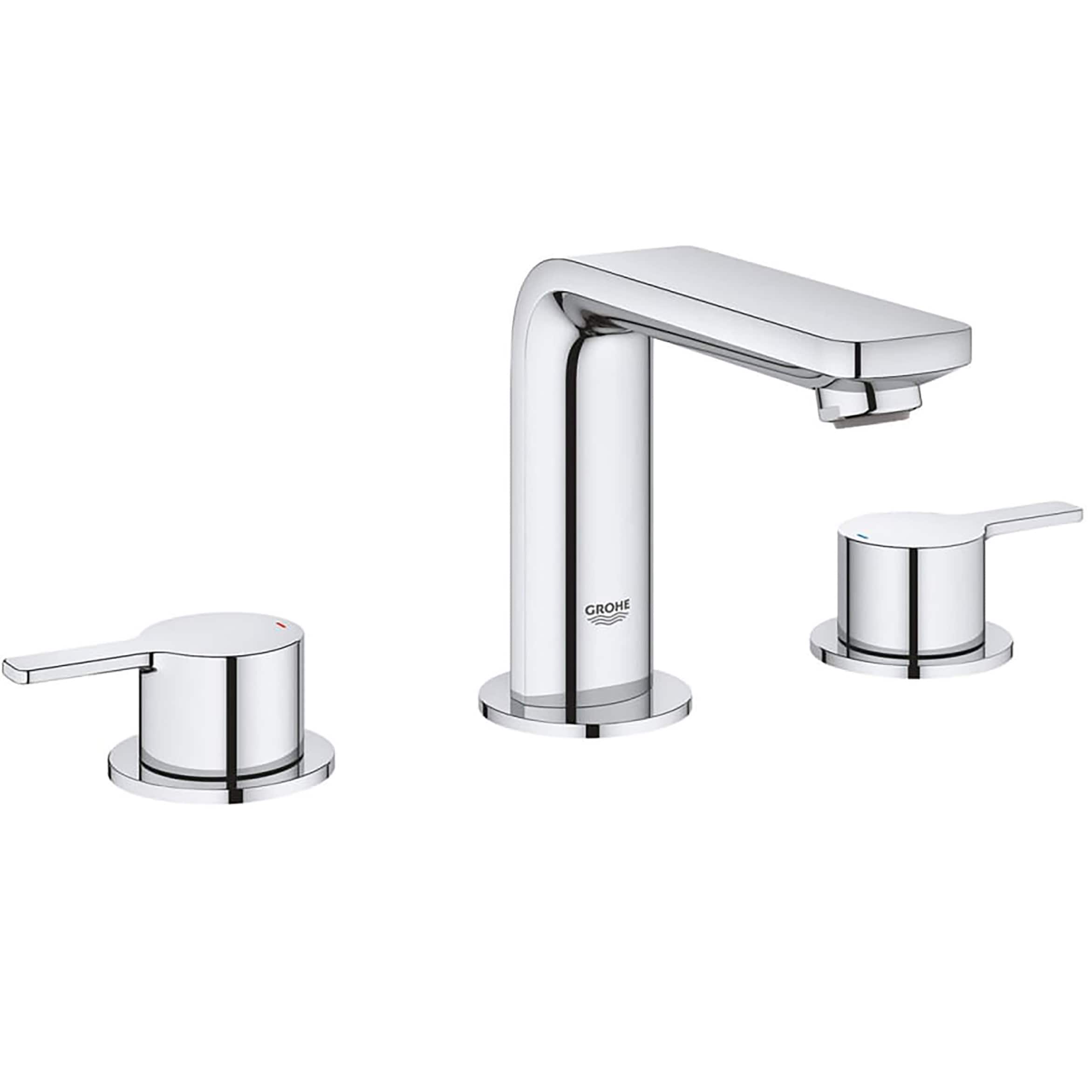 GROHE 2057800A Lineare Starlight Chrome Widespread 2-Handle WaterSense Bathroom Sink Faucet with Drain
