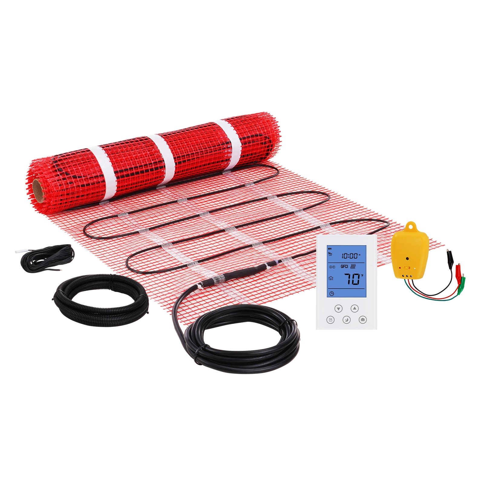 VEVOR Floor Heating Mat  20 Sq. ft  Electric Radiant In-Floor Heated Warm System with Digital Floor Sensing Thermostat  Includes Installation Monitor  Adhesive Back for Easy Installation on The Floor