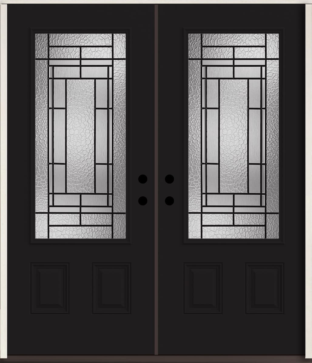 RELIABILT LO963703 Pembrook 72-in x 80-in x Fiberglass 3/4 lite Right-hand inswing Peppercorn Paint Painted Prehung Double Front Door Insulating core