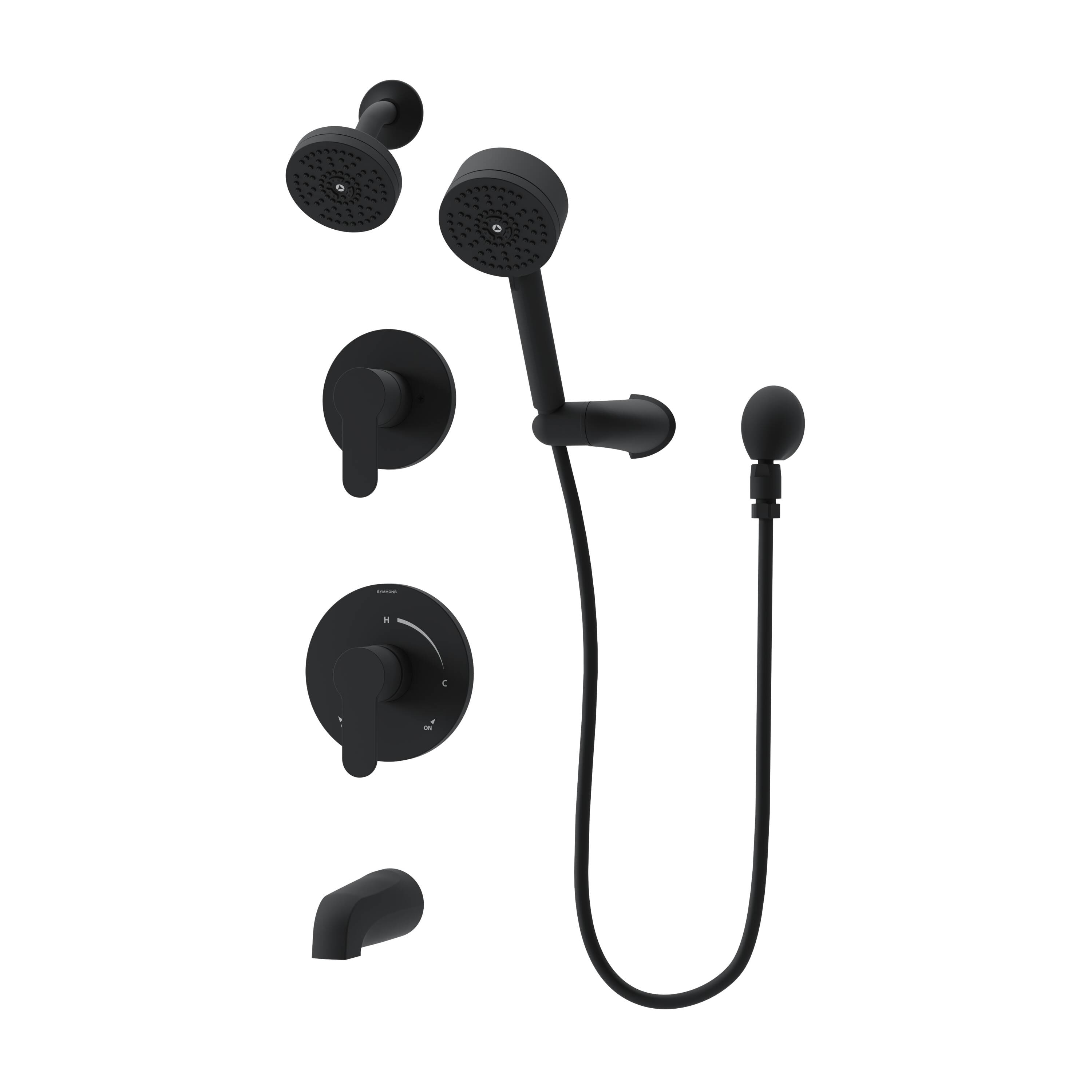 Symmons 6796MB15TRM Identity Matte Black 2-handle Single function 3.94-in Round Bathtub and shower Faucet