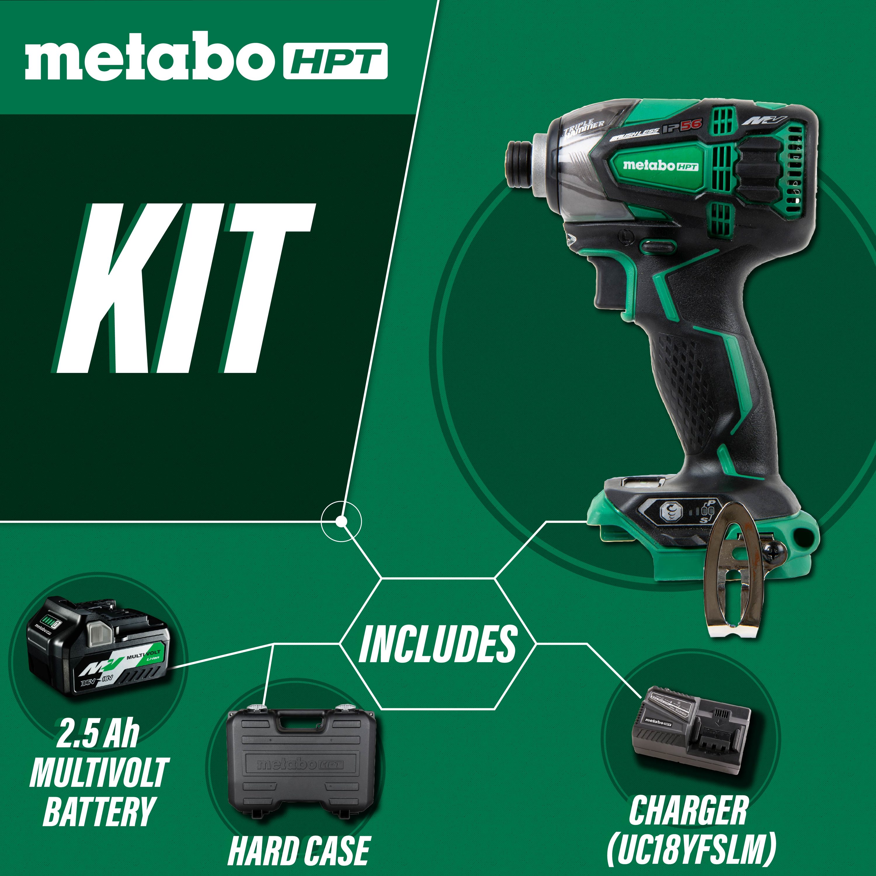 Metabo HPT MultiVolt 36-volt 1/4-in Brushless Cordless Impact Driver (2 ...