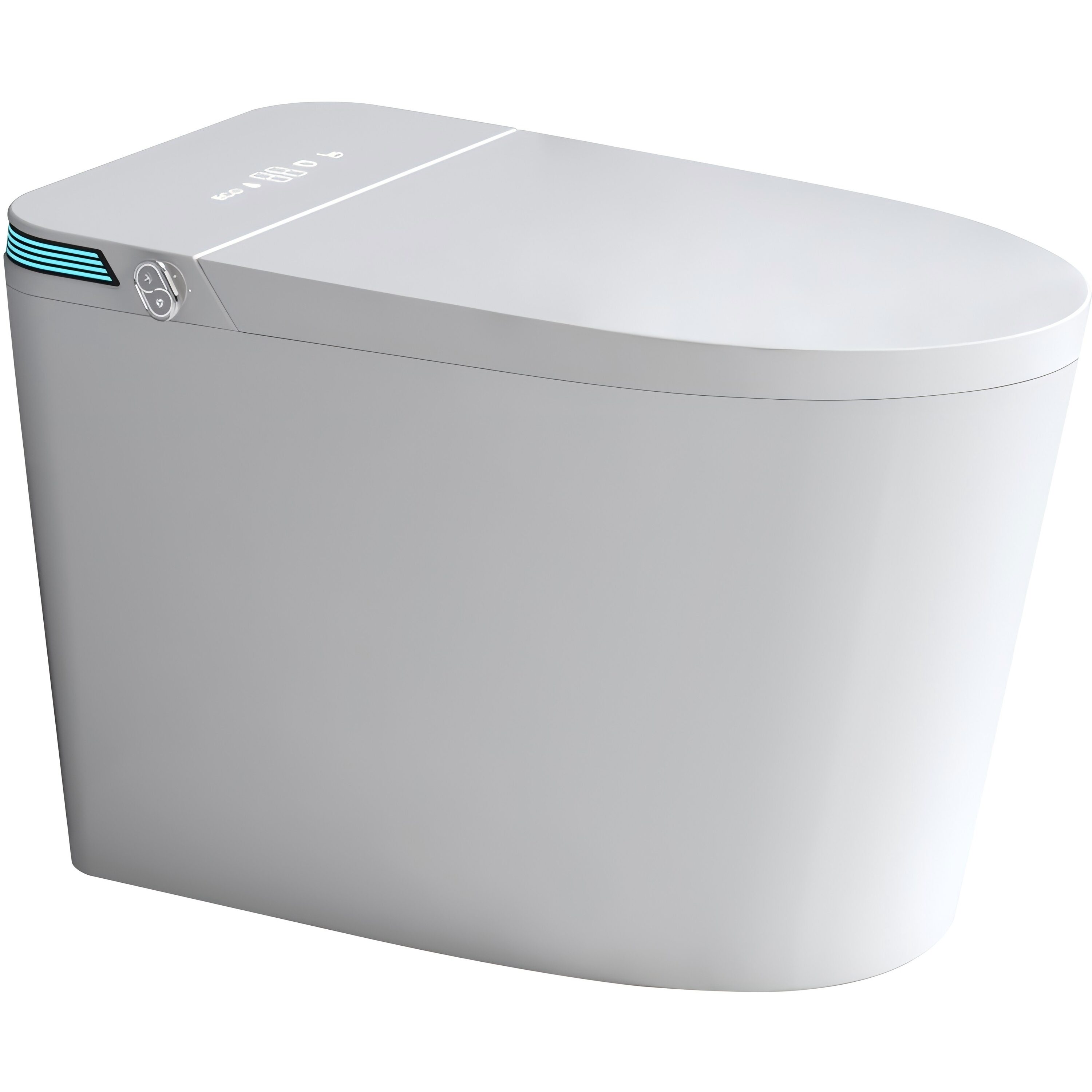 Forclover TOE-P207794 White Touchless Flush D-shape Standard height Smart Soft Close 1-piece Bidet Toilet 12-in Rough-In 1.28 GPF