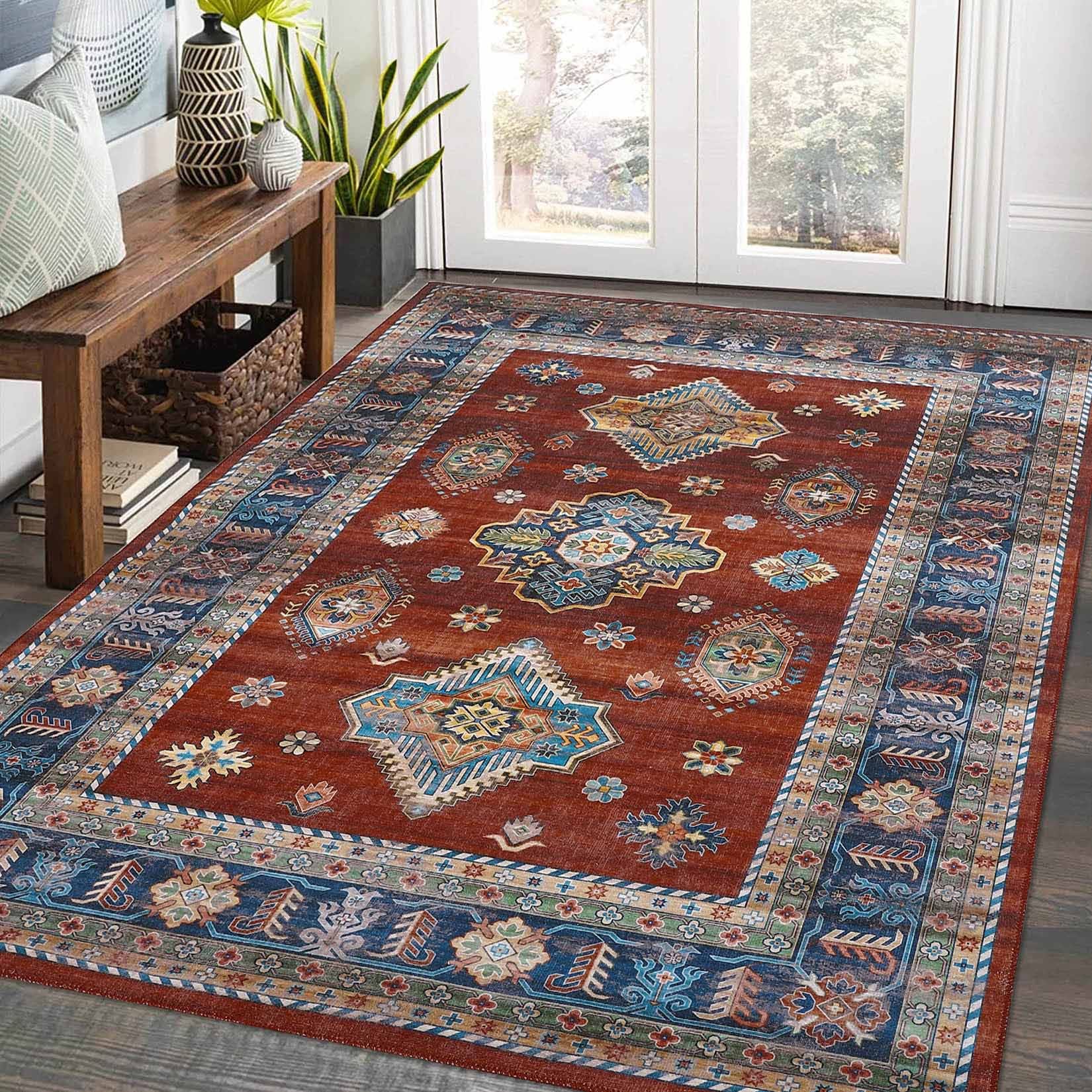 Garvee YXY-LO-PHO-1192VIW1 9 x 12 (ft) Loomed Polyester Red Rectangular Indoor Geometric Persian Machine washable Area rug