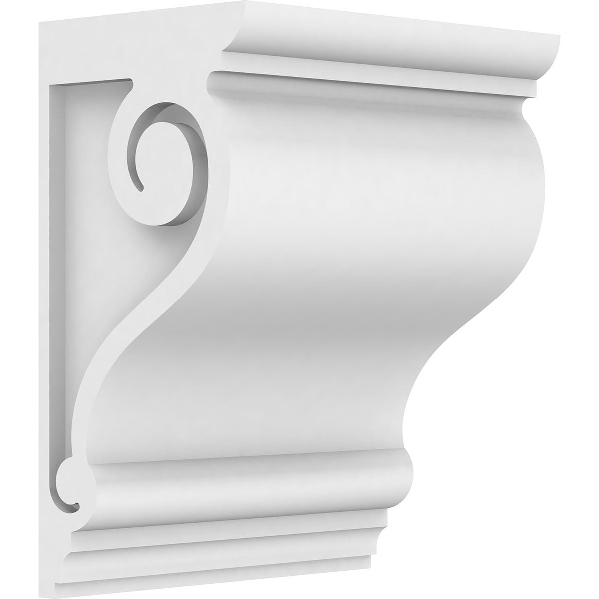 Ekena Millwork CORP07X05X10SCR 7-in x 5-in x 10-in Standard scroll Unfinished White PVC Paintable Corbel