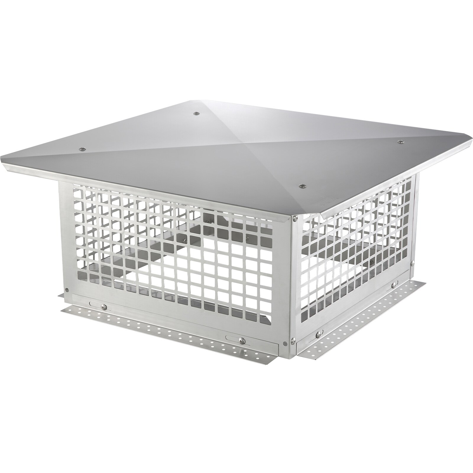 Silver Stainless Steel Square Chimney Cap with Mesh Cover