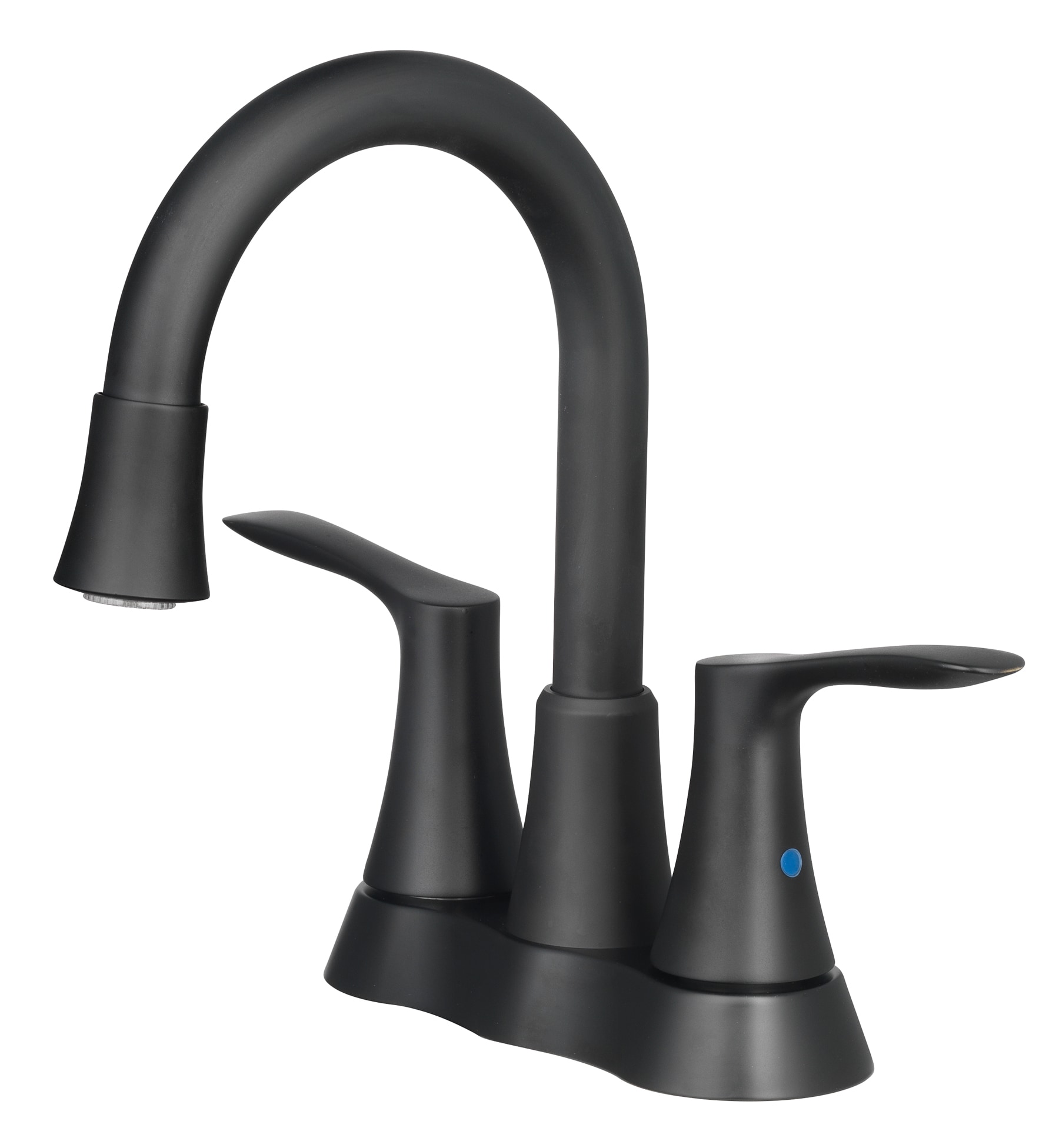 allen + roth Brookes Matte Black 4-in centerset 2-Handle WaterSense Bathroom Sink Faucet with Drain