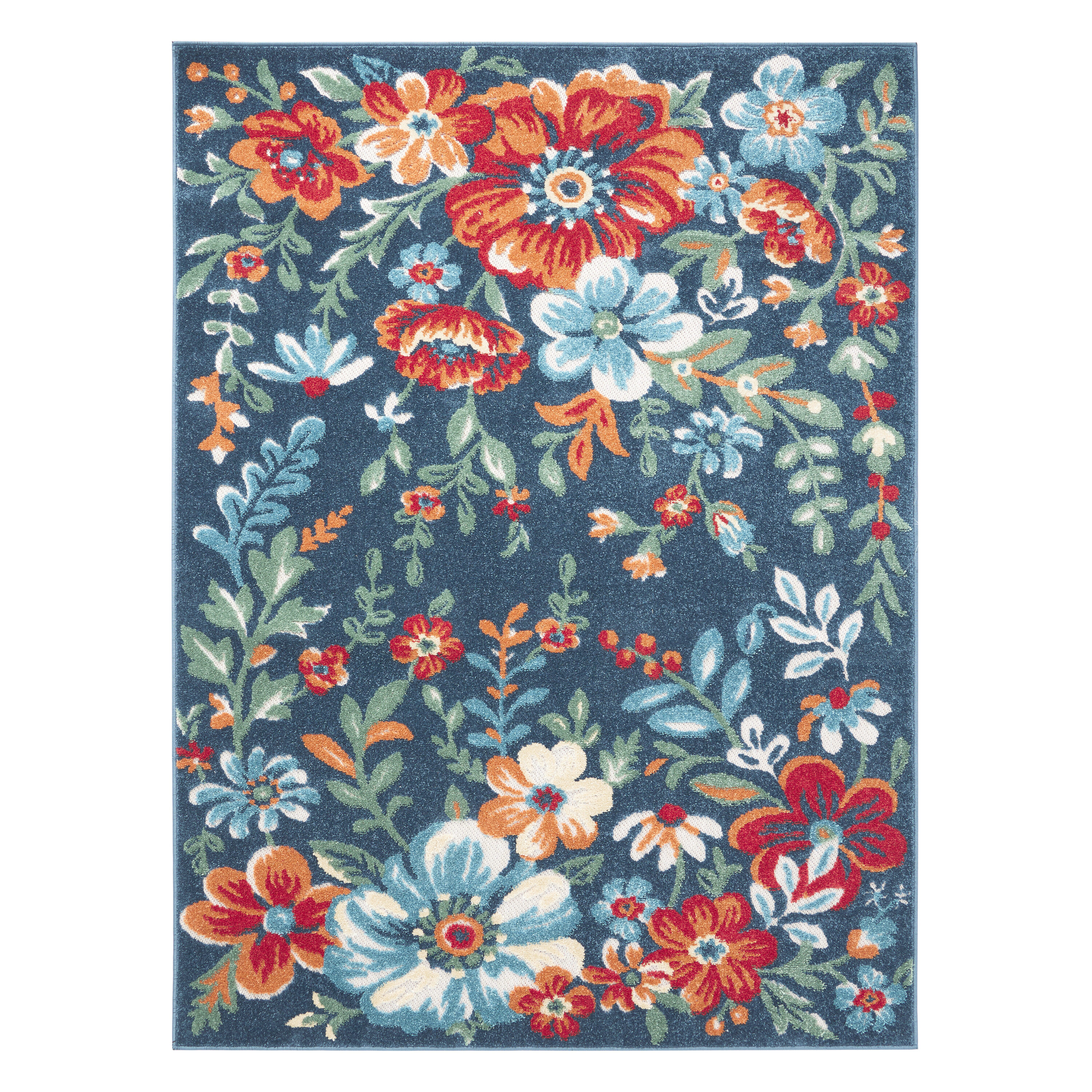 Town & Country Living 1-30254-329 4 x 5 (ft) Loomed Polyester Blue/Red/Beige Rectangular Indoor/Outdoor Floral/Botanical Area rug