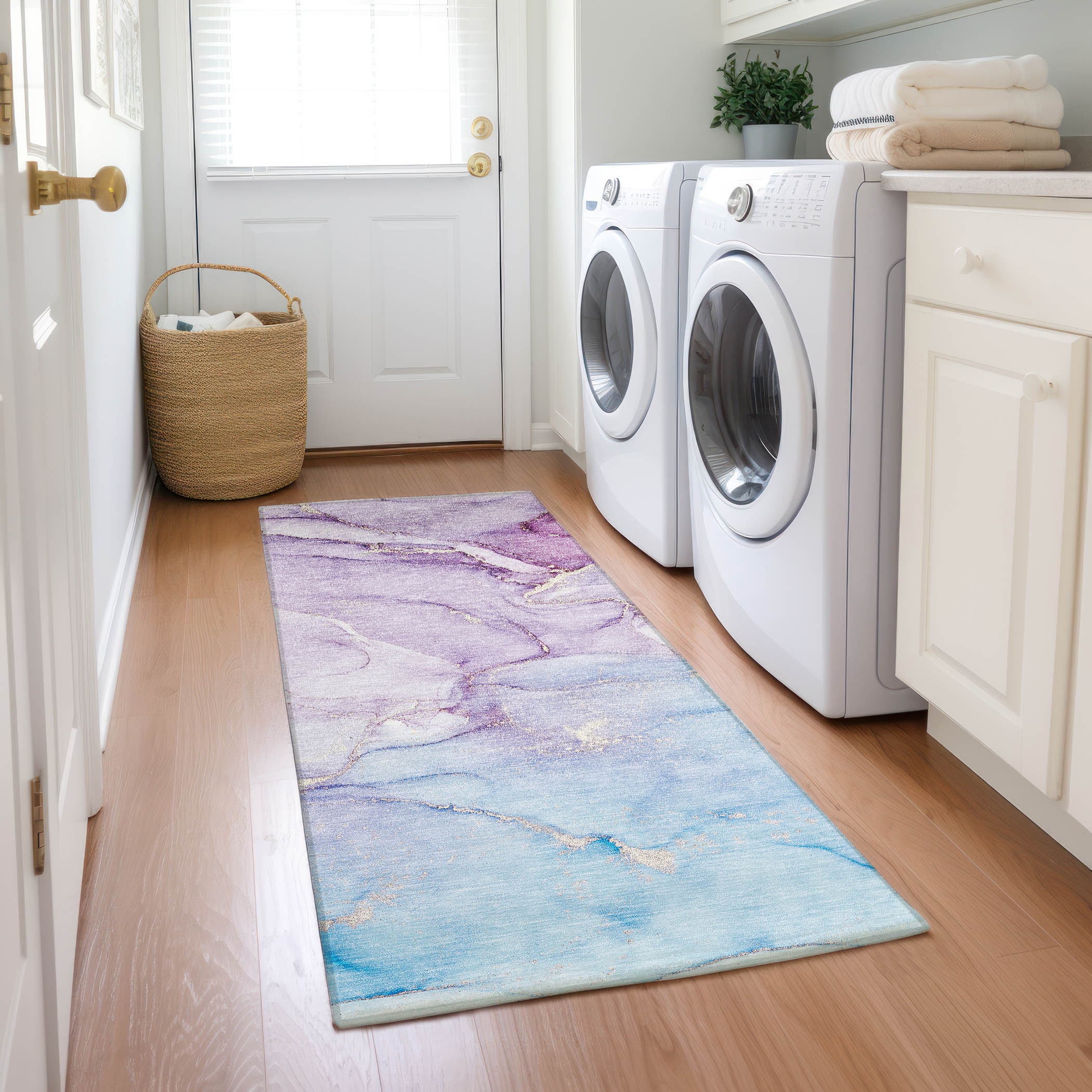 Addison Rugs ACN516PP2X8 Chantille ACN516PP 2 x 7 (ft) Polyester Purple Rectangular Indoor/Outdoor Abstract Machine washable Area rug