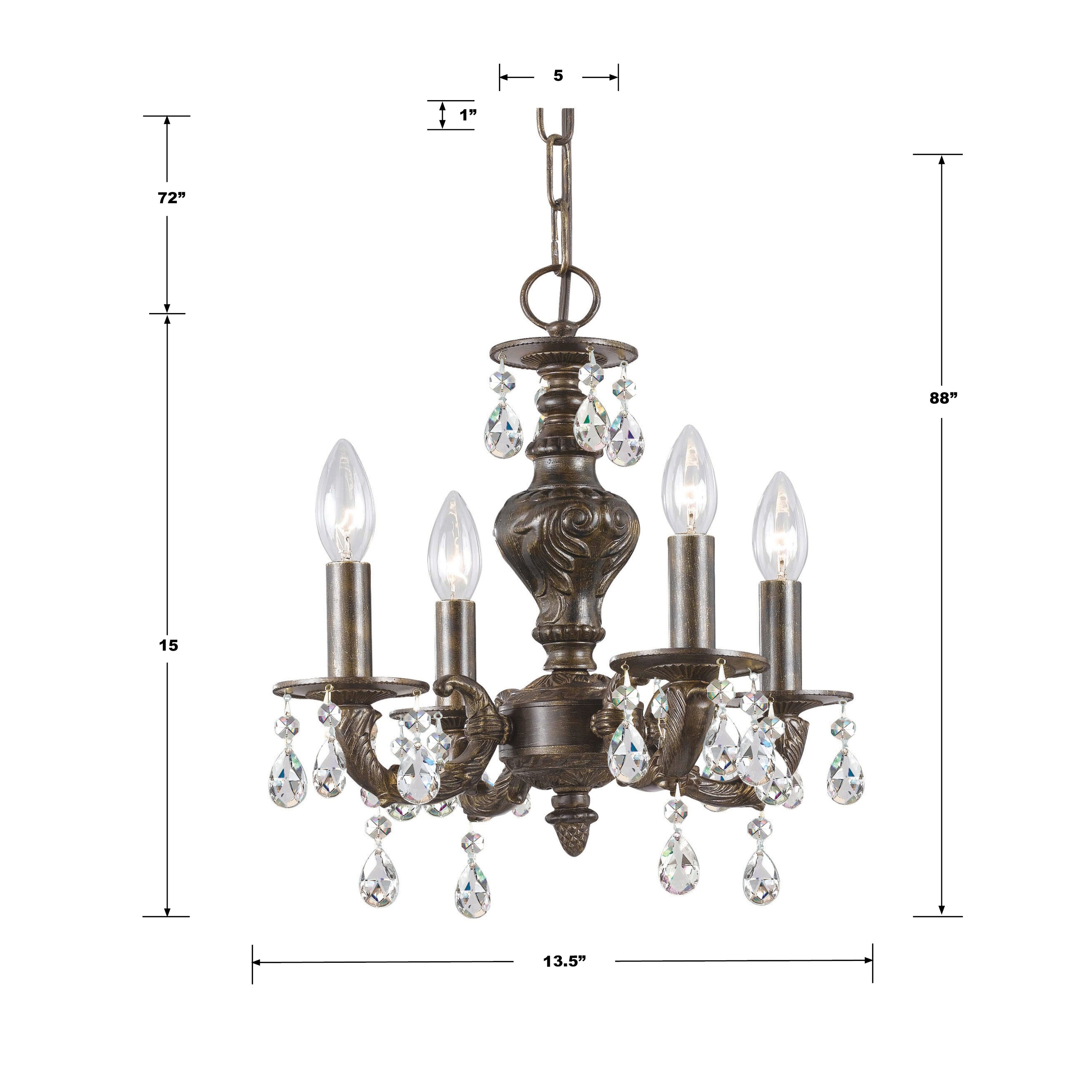 Venetian Bronze Mini Crystal 4-Light Chandelier