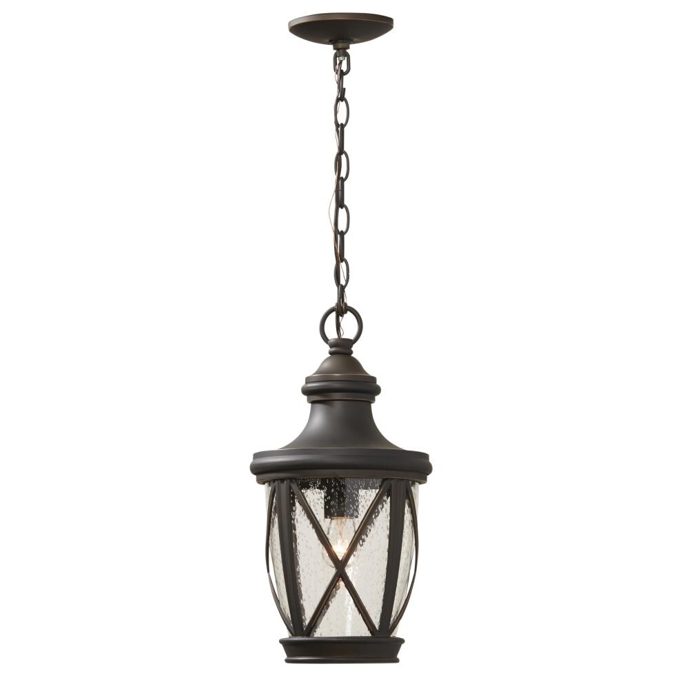 allen + roth Castine Rubbed Bronze Traditional Seeded Glass Cylinder ...