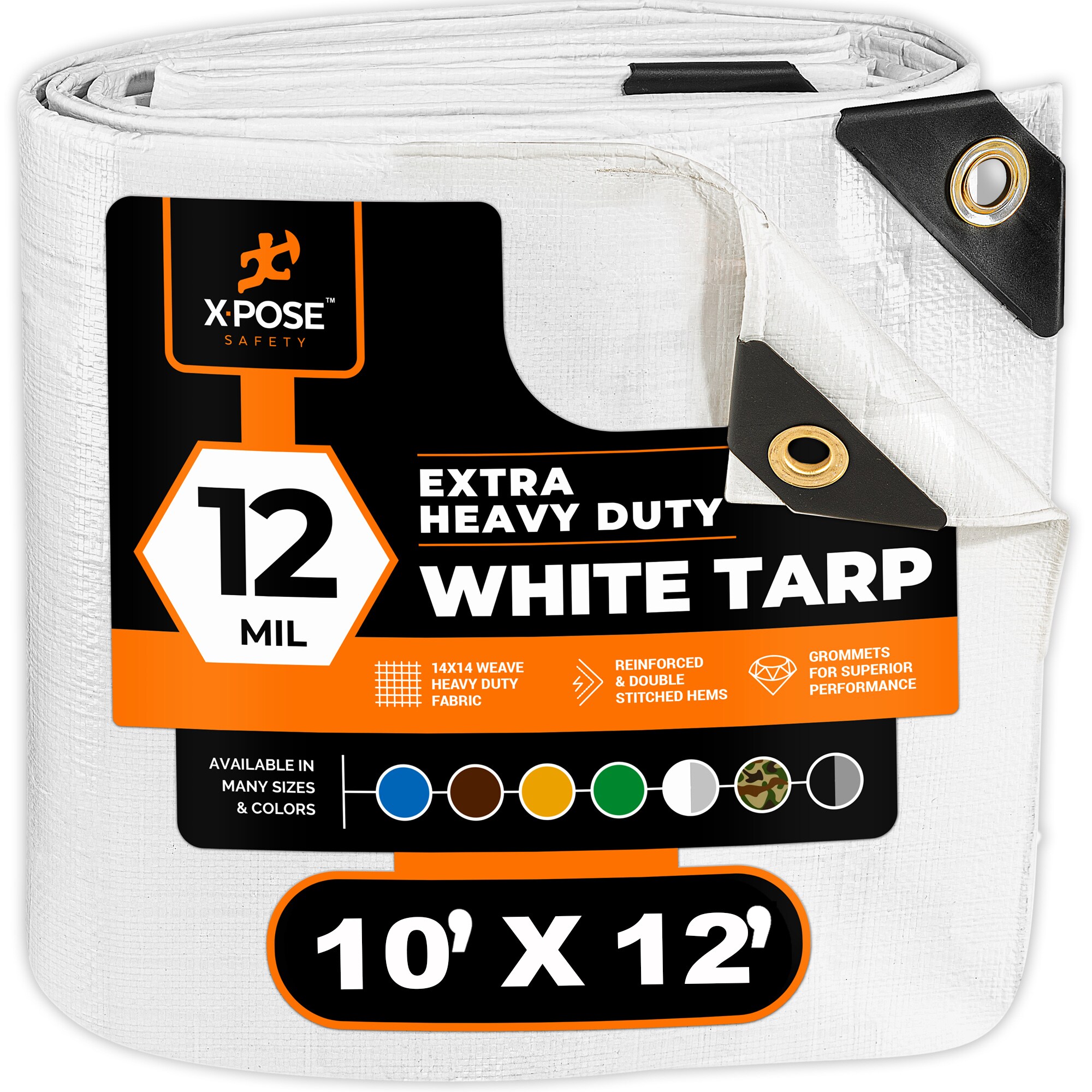 XPOSE SAFETY WHD-1012-X-A 10-ft x 12-ft White Waterproof Commercial Polyethylene 12-mil Tarp