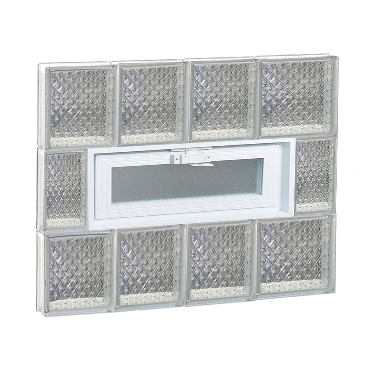 REDI2SET V2624DP Diamond Glass 25-in x 23-1/4-in Frameless Replacement Vented Glass Block Window