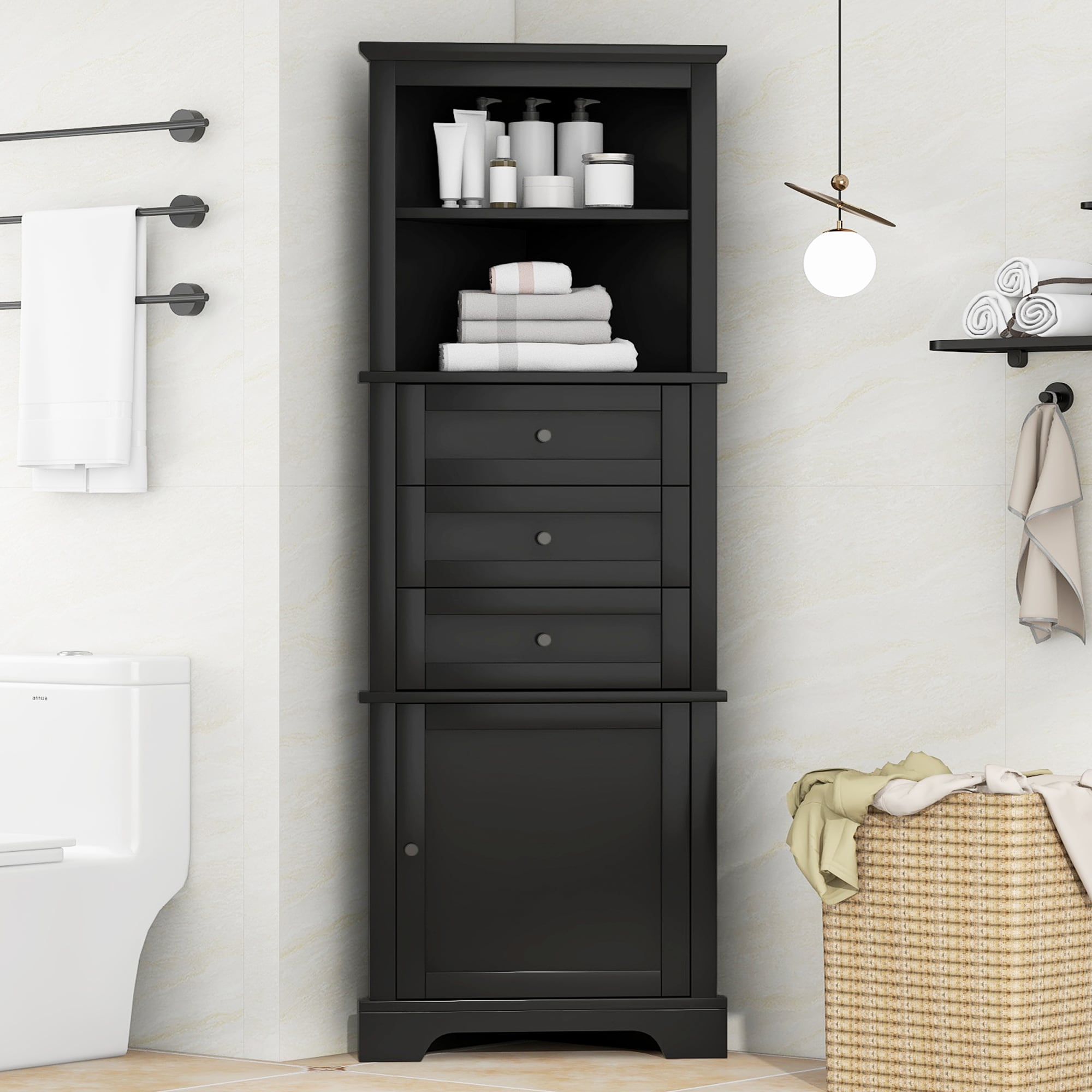 Hrinhom BA07-BLACK Linen-Cabinets - View #2