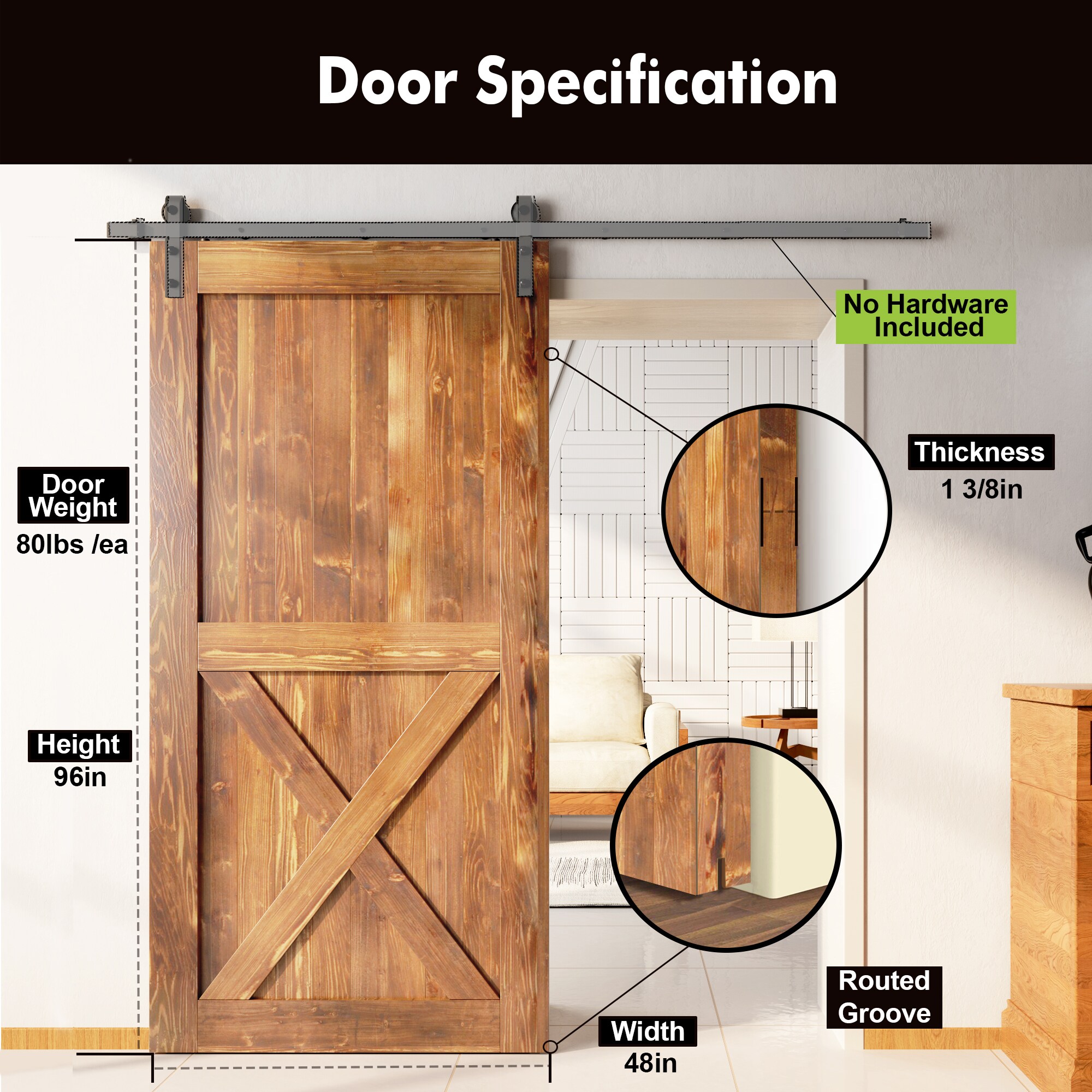 HOMACER 4896-X-EA Barn-Doors - View #3