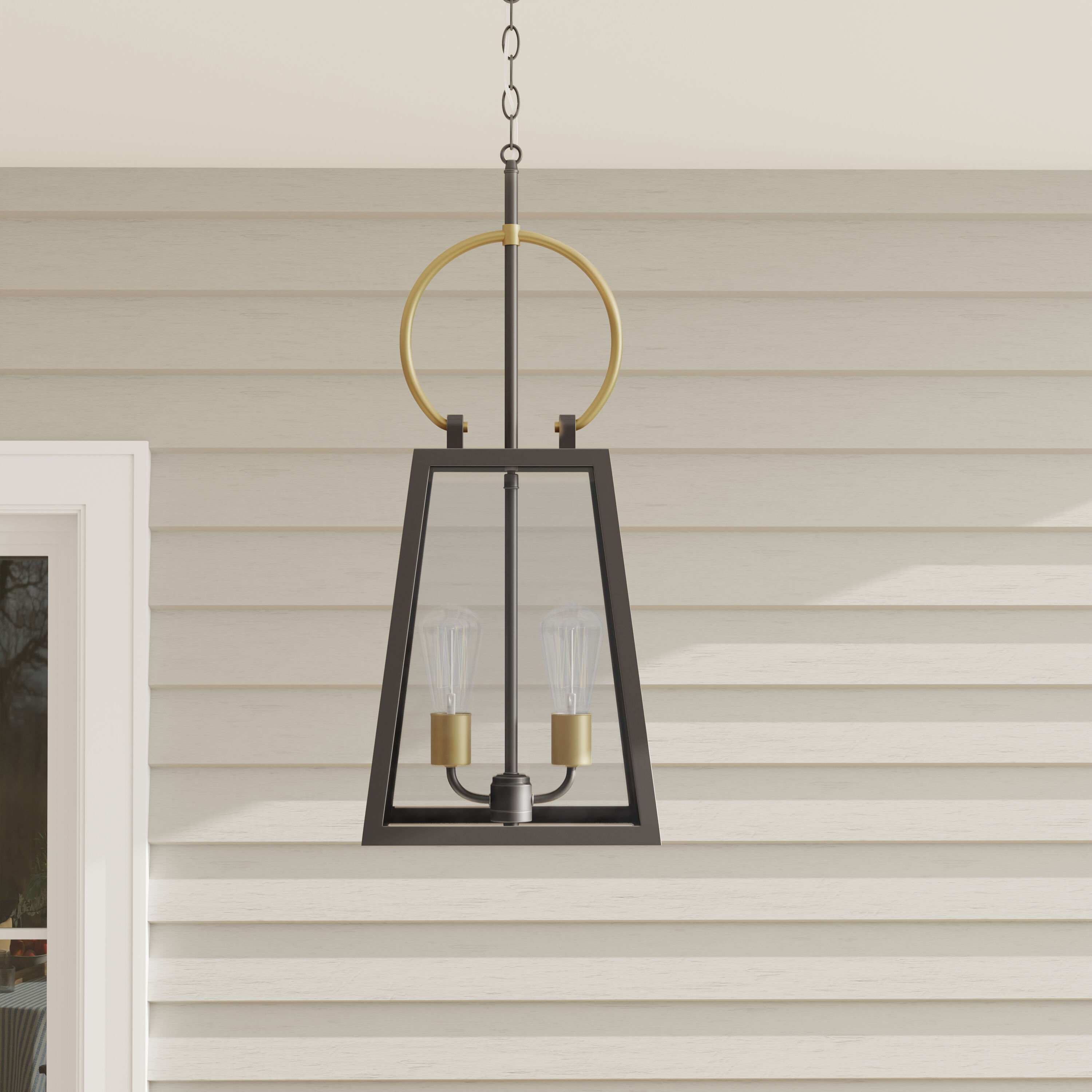 Barnett Bronze Glass Indoor/Outdoor Hanging Lantern