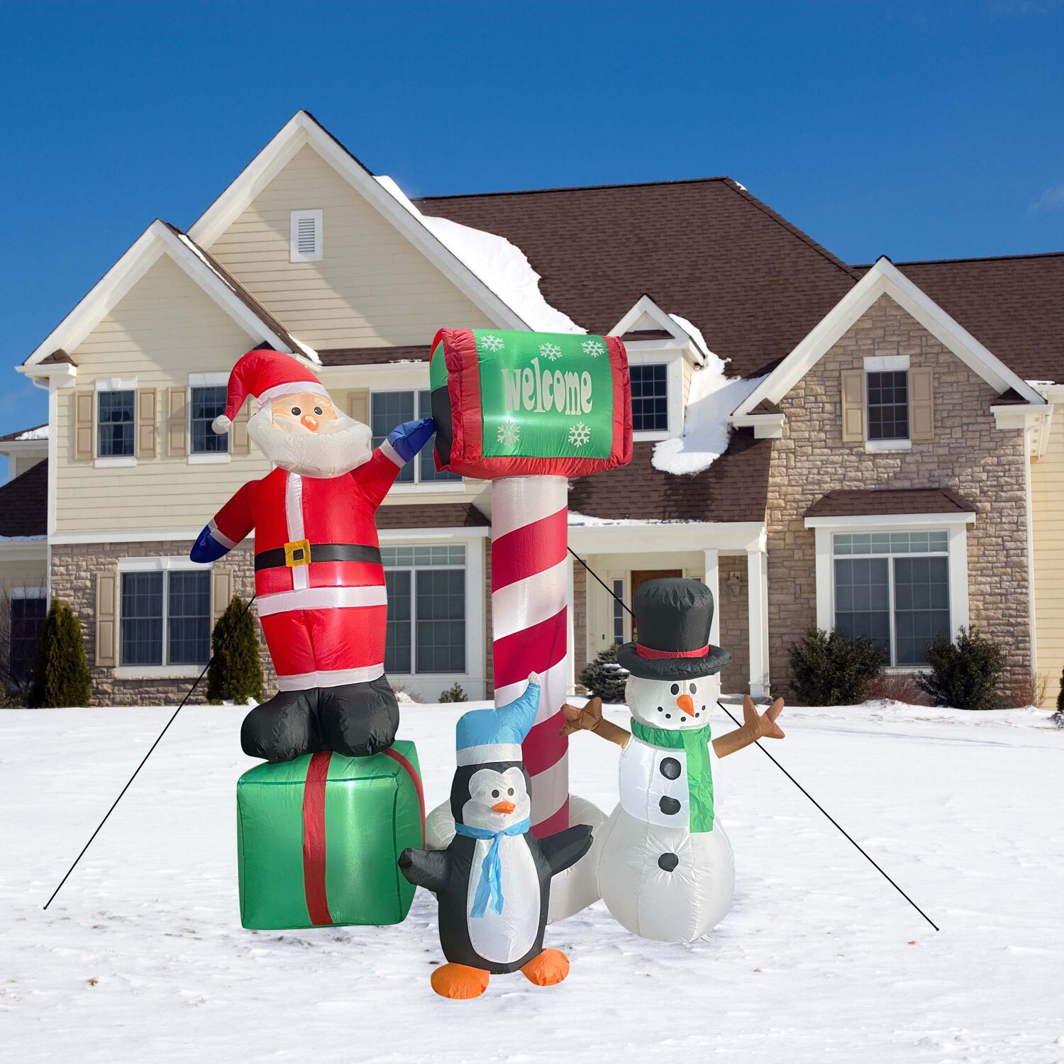 Fraser Hill Farm 6-ft Lighted Santa Christmas Inflatable in the ...