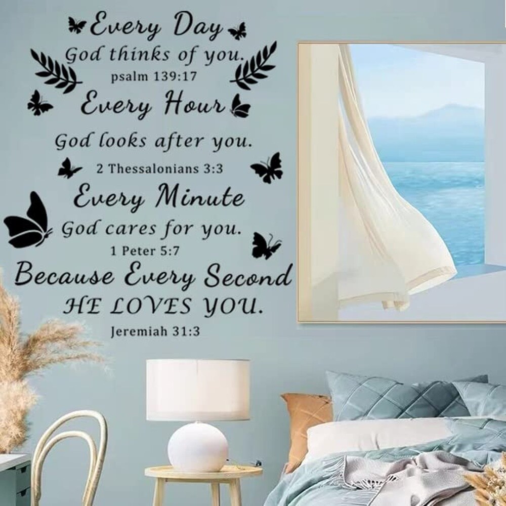 LAIFUCAM Inspirational Bible Verse Wall Decals Vinyl Quote Christian ...
