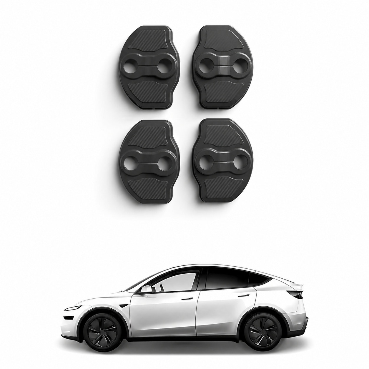 JOWEI  Door Lock Cover Compatible with Tesla Model Y Juniper 2025 2026 and Model 3 Highland 2024 2025 Car Door Strike Cover Latch Protector TPE
