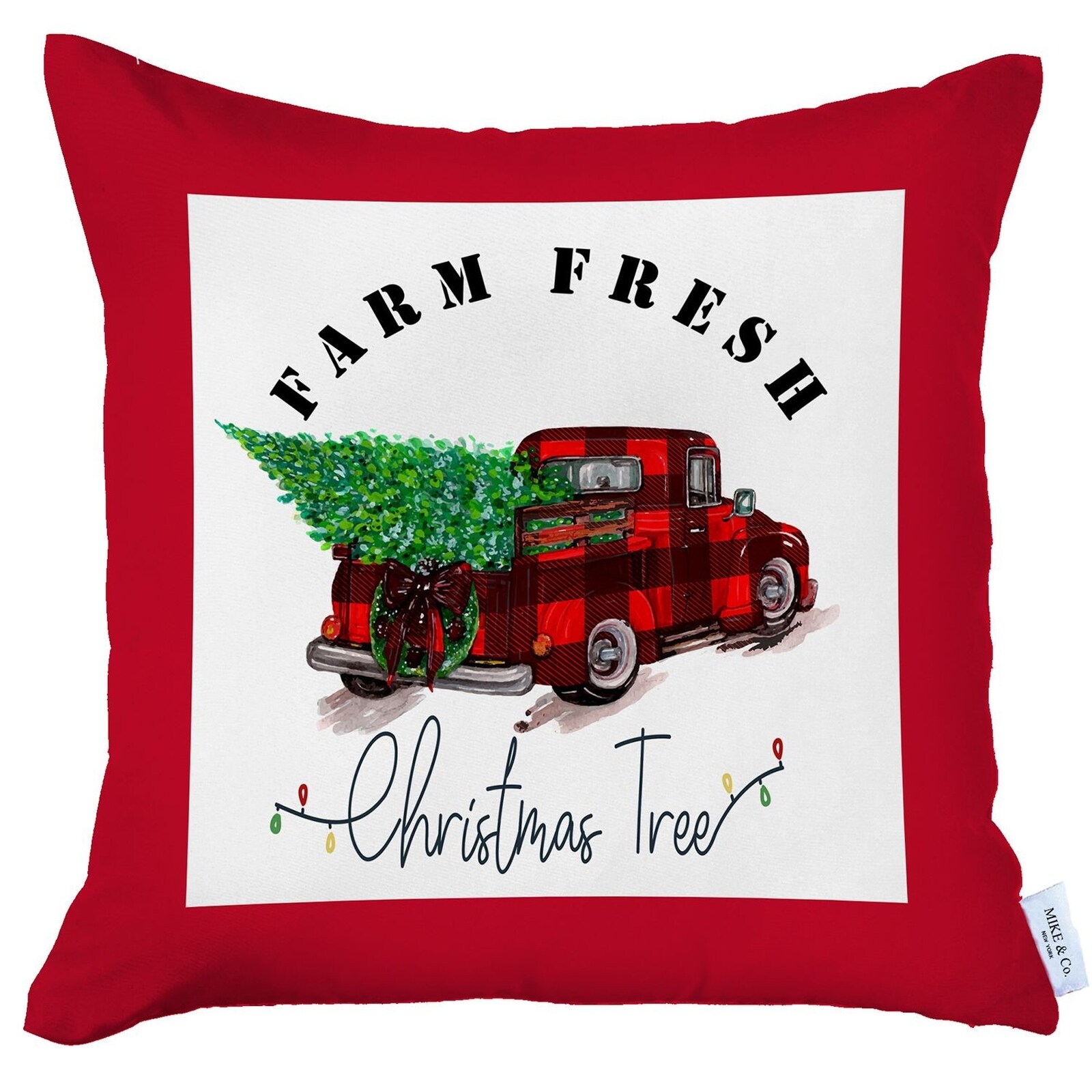 Mike&Co. New York Christmas Truck Decorative Throw Pillow Set of 4 - White - 18 x 18 in