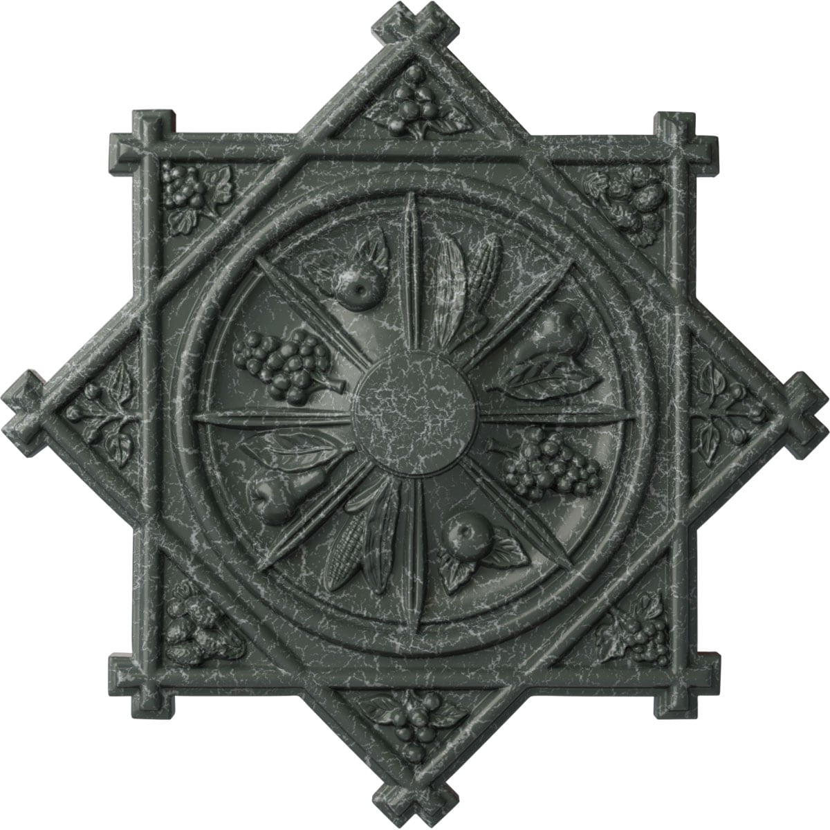 Ekena Millwork CM38ANAGC Antilles 38.25-in W x 38.25-in L Painted Athenian Green Crackle Polyurethane Split Ceiling Medallion