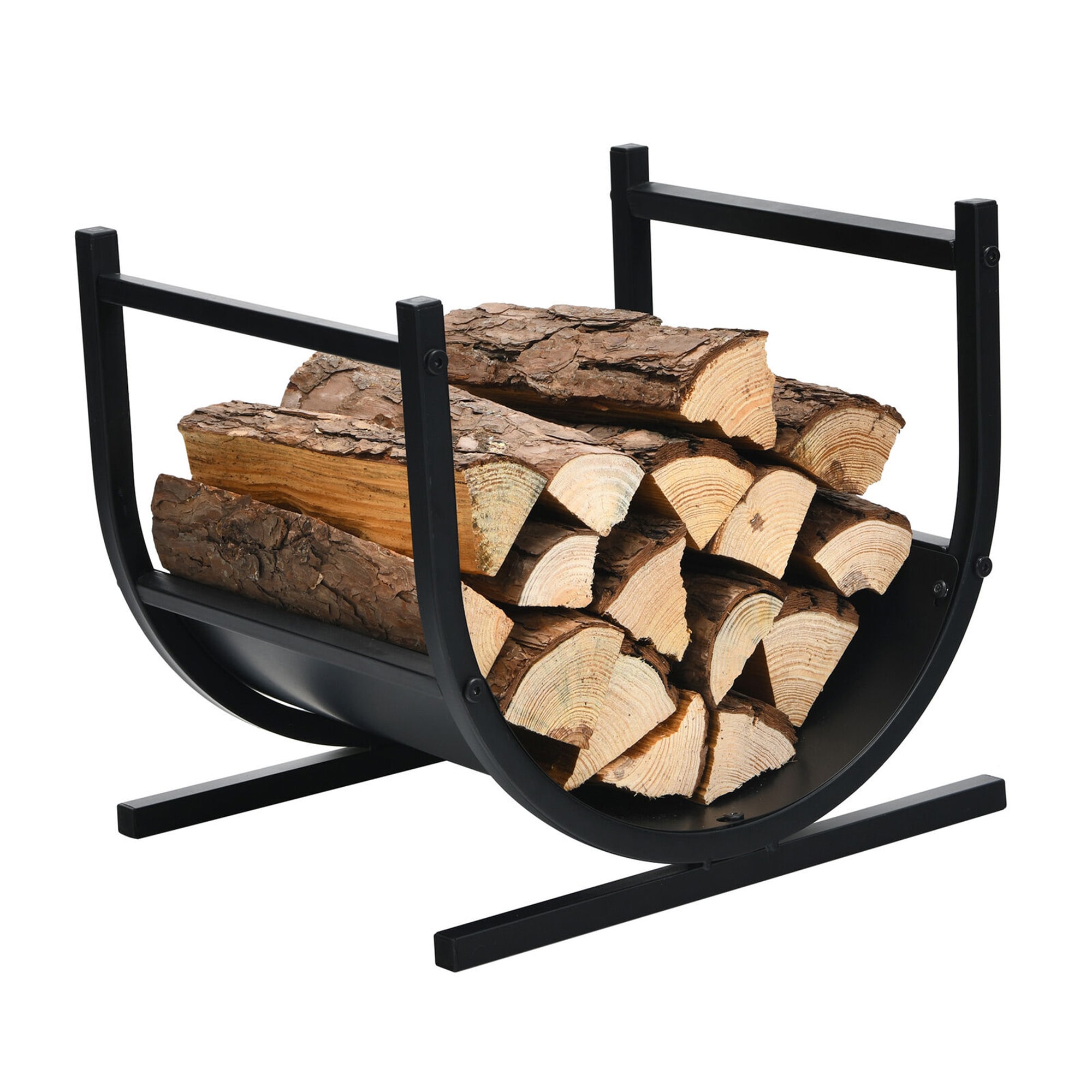 15.5-in x 14.5-in x 17-in Steel Quarter Cord Firewood Rack | - Goplus OP70817