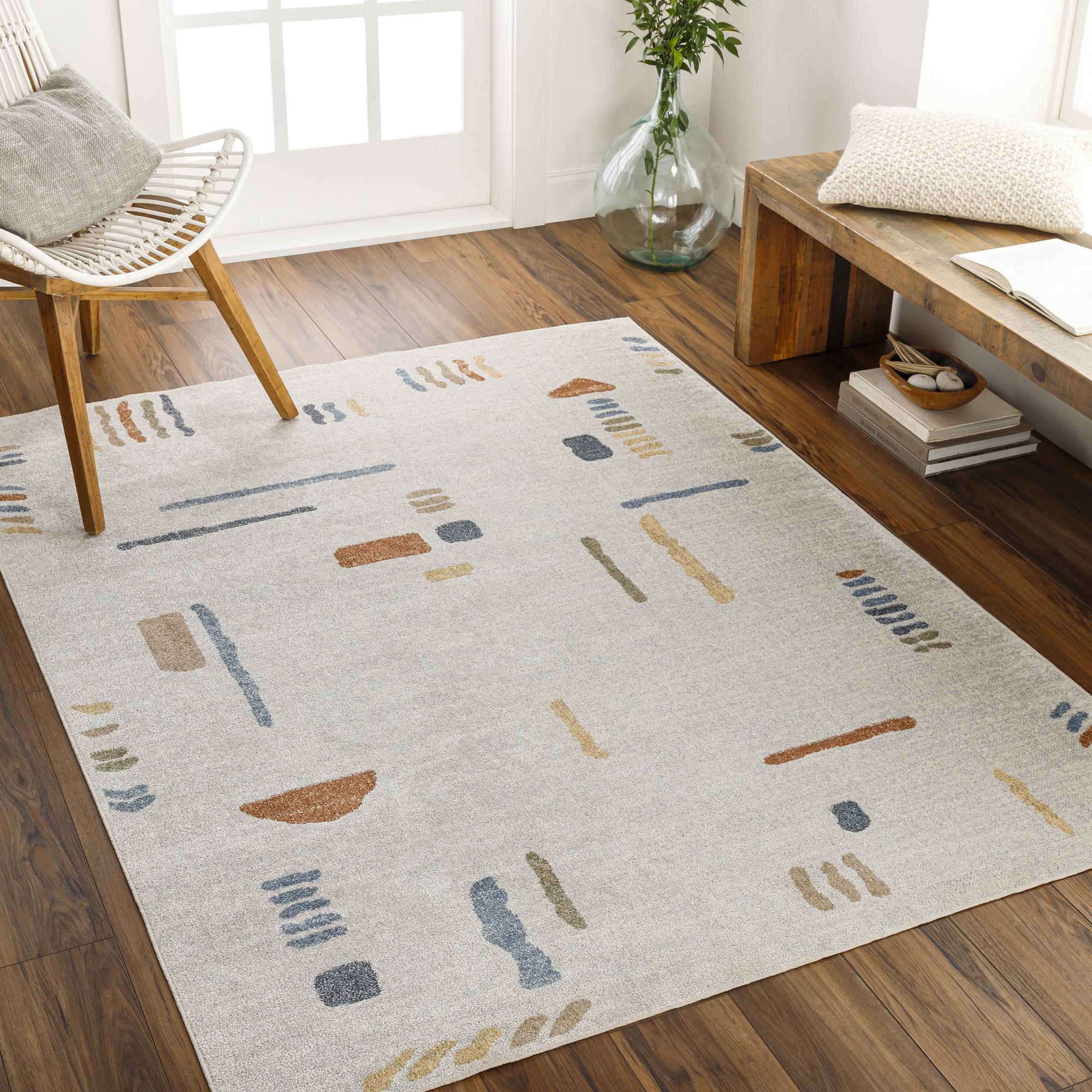 Livabliss LLL2313-679 Lillian 7 x 9 (ft) Polyester Light Gray/Multi Rectangular Indoor Geometric Machine washable Area rug