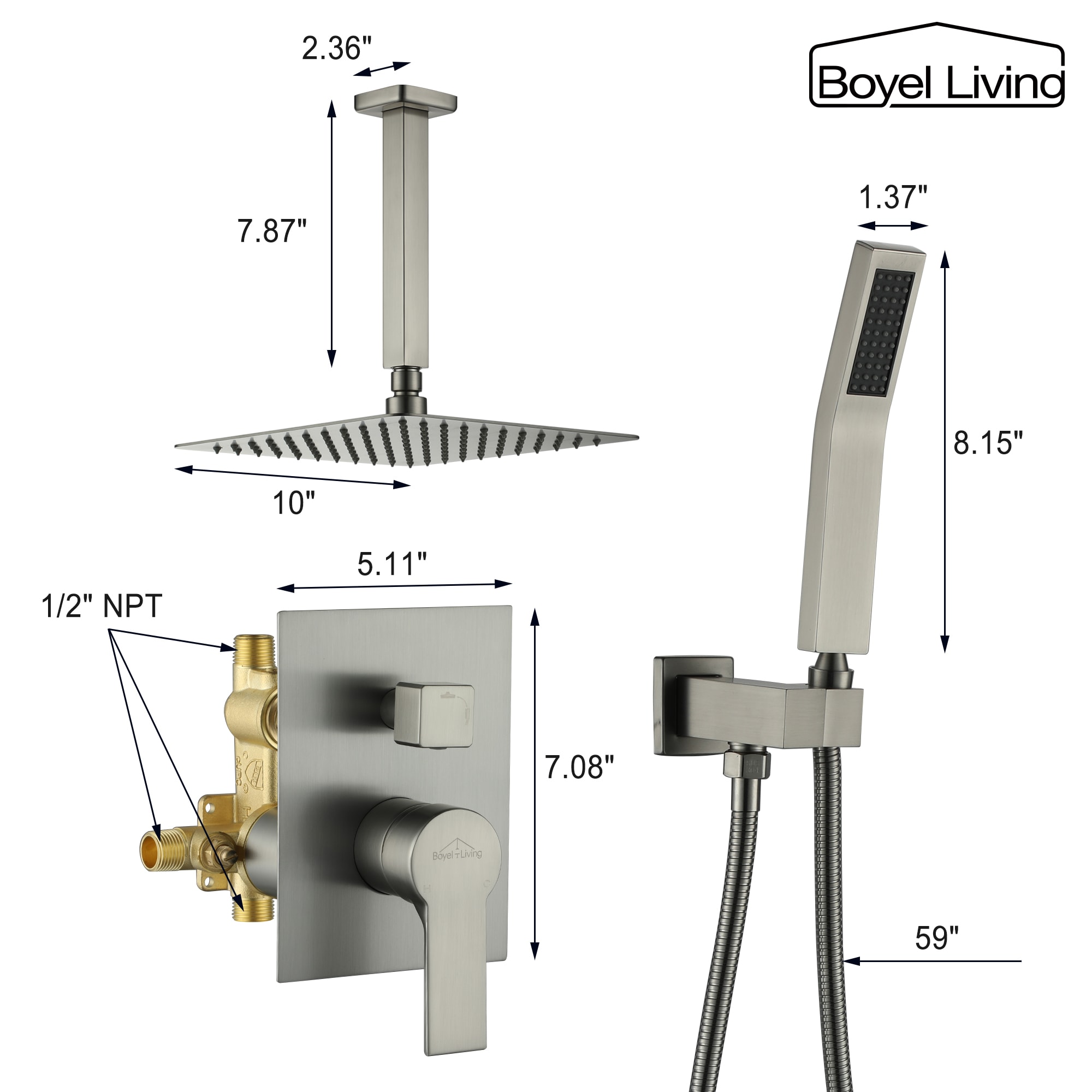 CASAINC AM-N101-RO-MB Showerhead-Bar-Panels - View #5