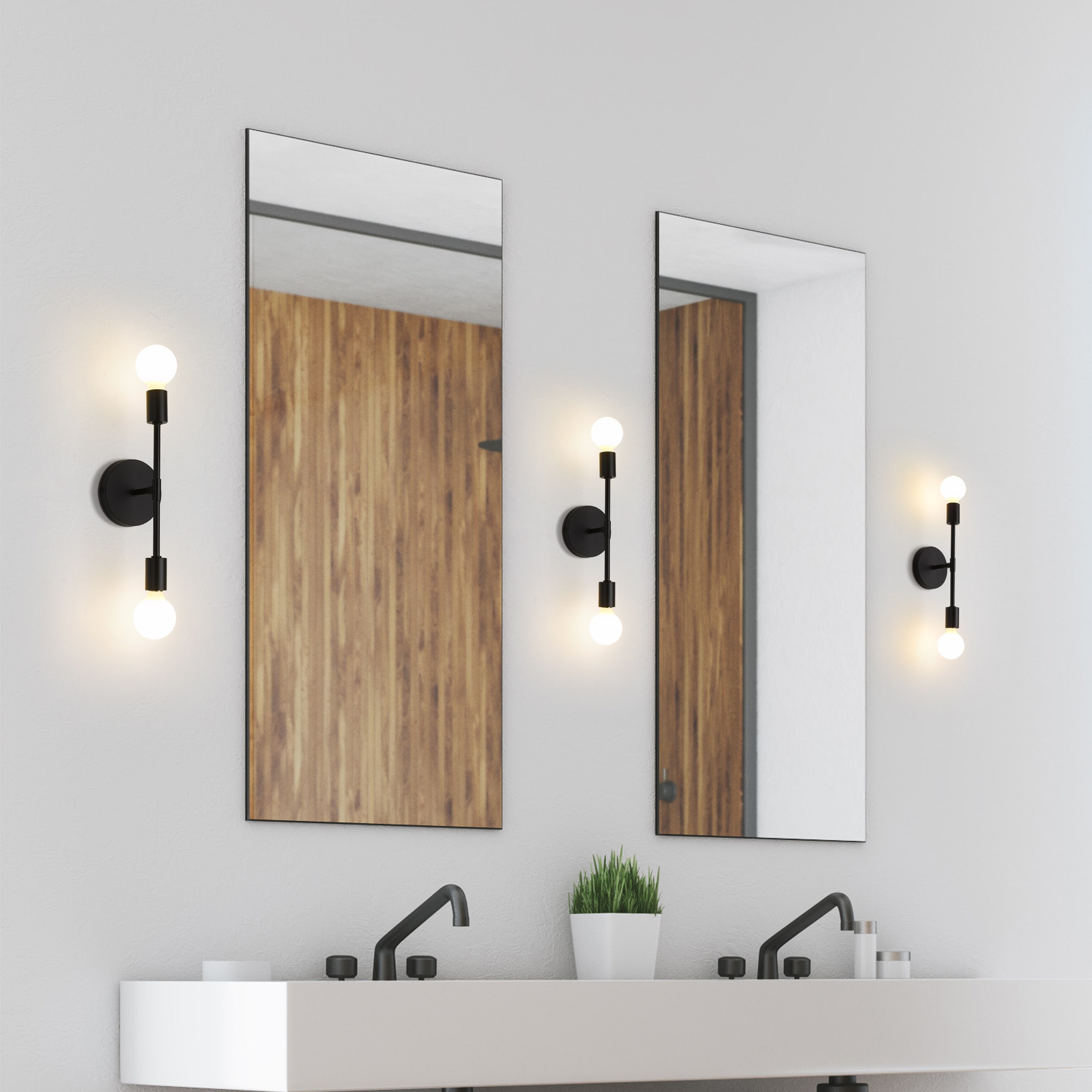 Modernist Matte Black Adjustable Outdoor Wall Sconce