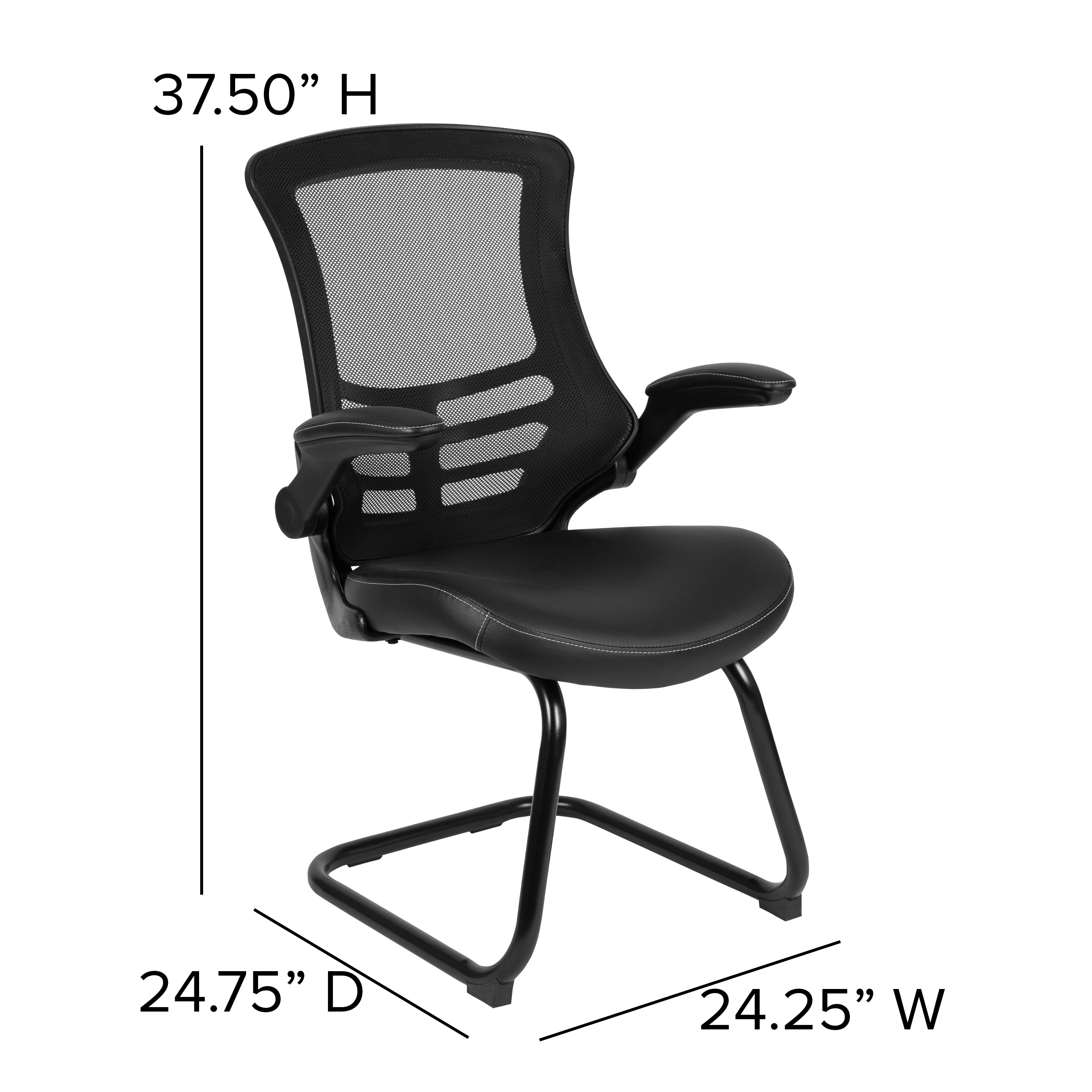 Kelista High-Back Black LeatherSoft Mesh Office Guest Chair