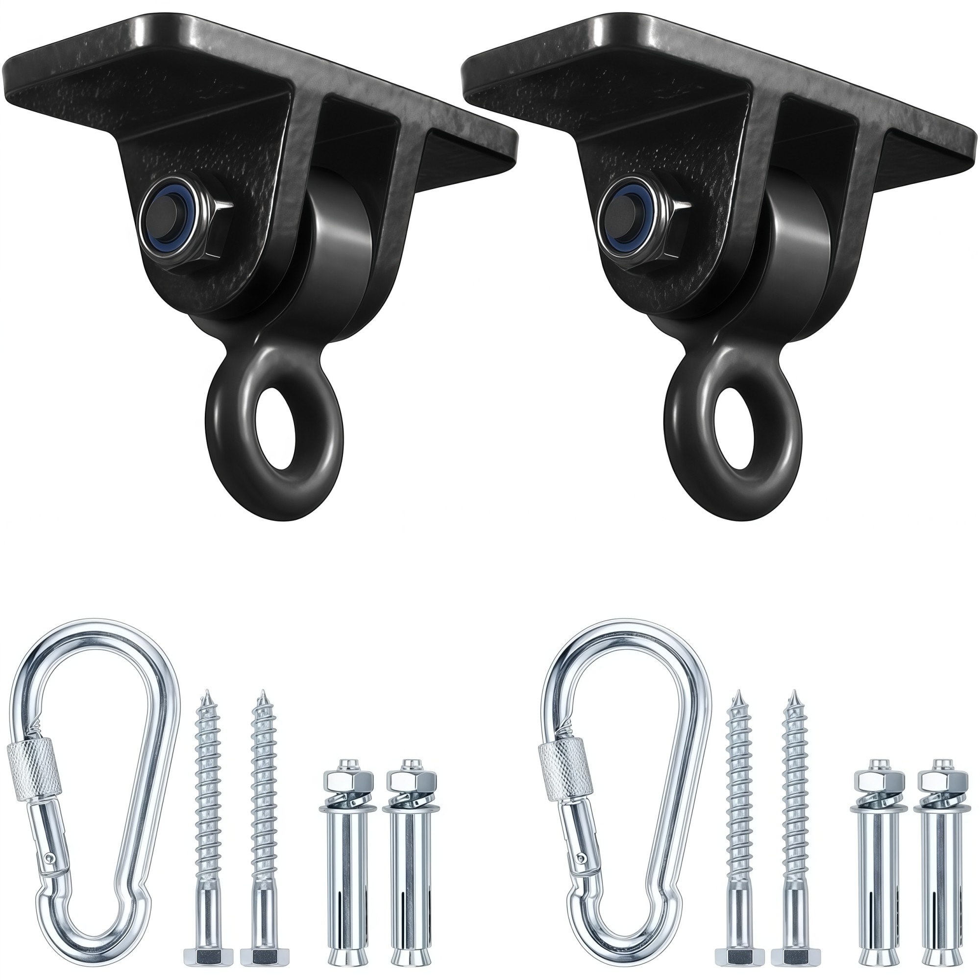 Numhew 6in L 2-Pack Black Swing Set Brackets with Snap Hooks Heavy Duty Swing Hangers