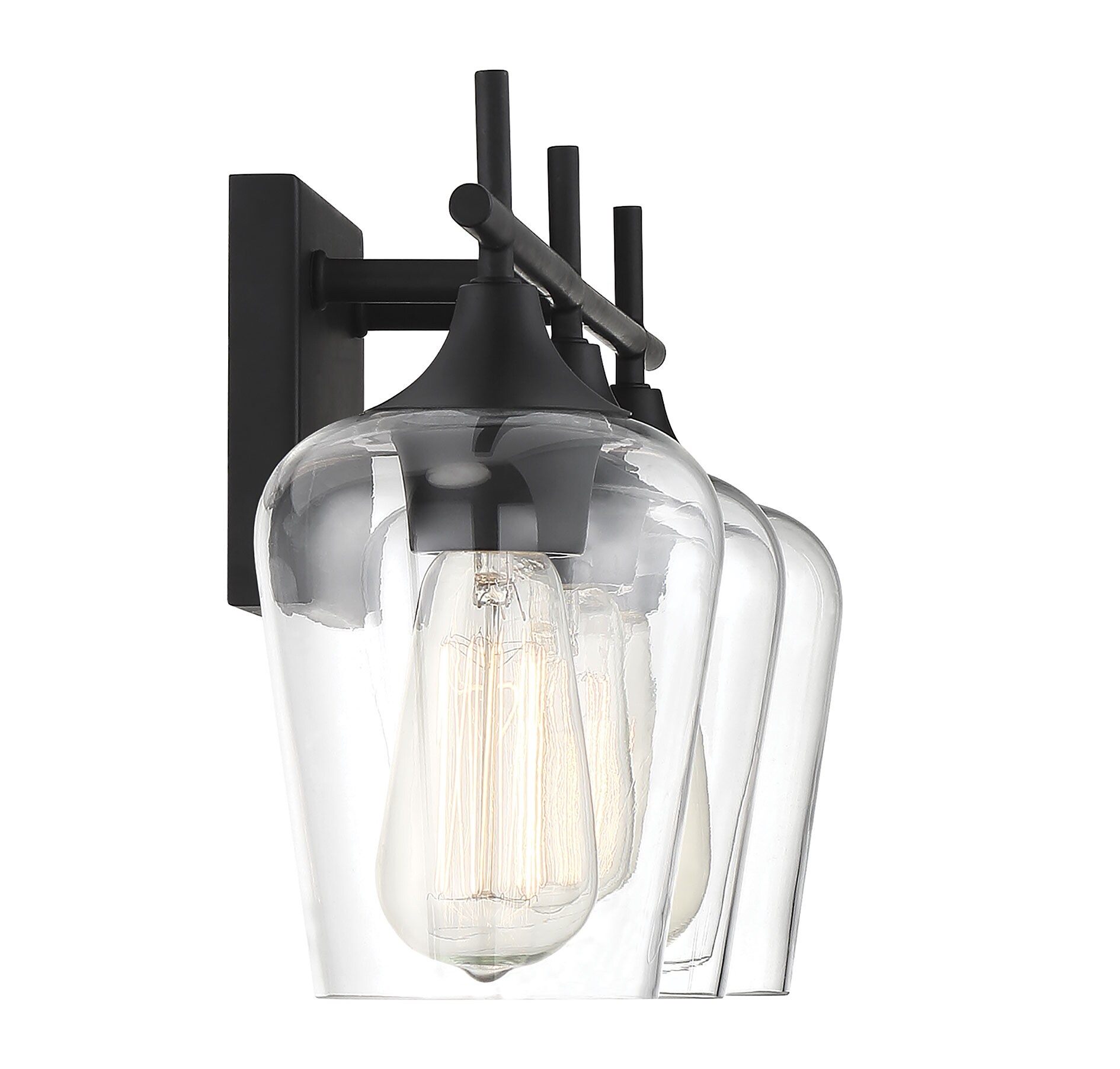 Octave Black and Clear Glass 3-Light Vanity Fixture