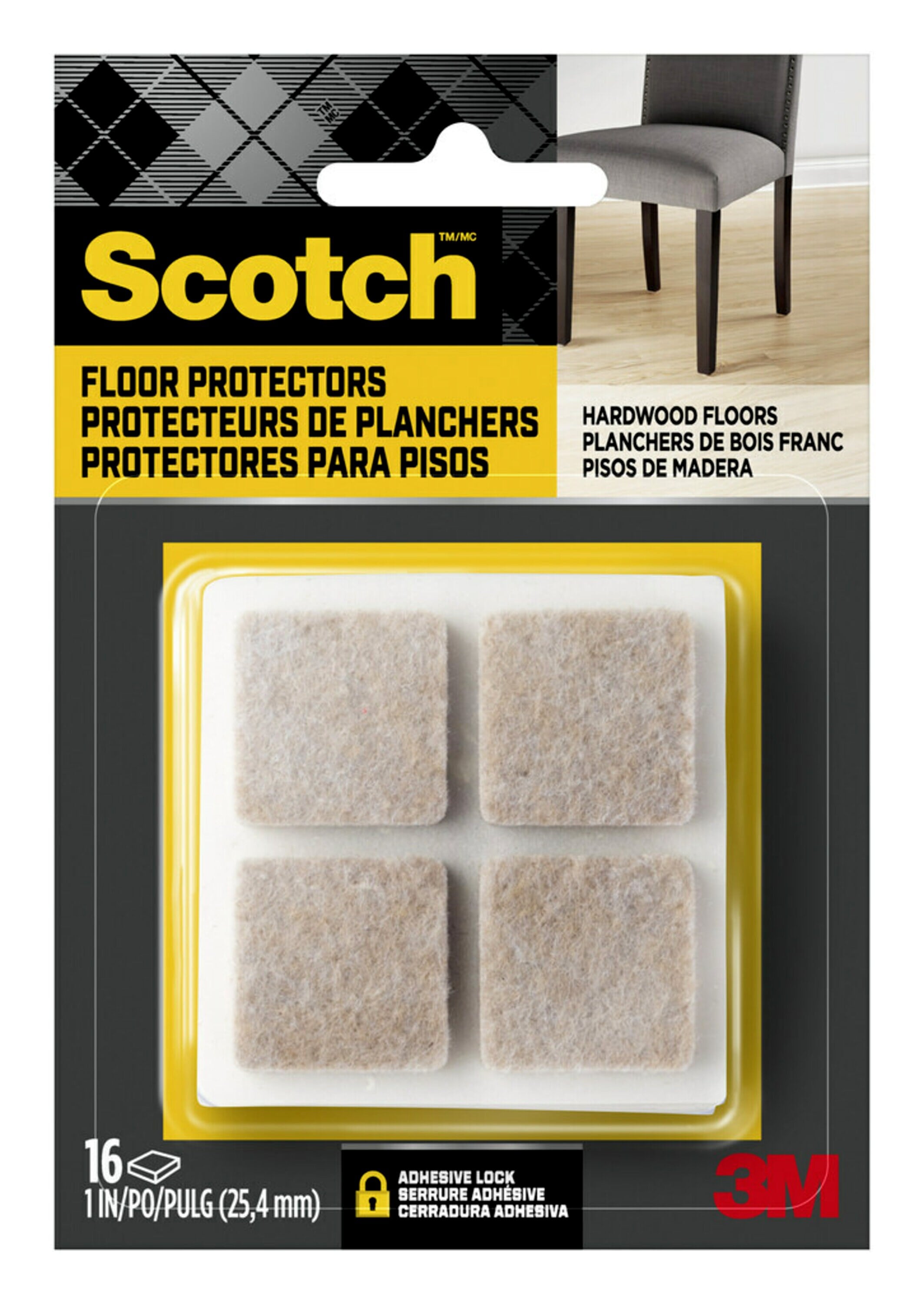 Scotch SP824-NA Felt Pads, Round, Brown, 1.5 inch