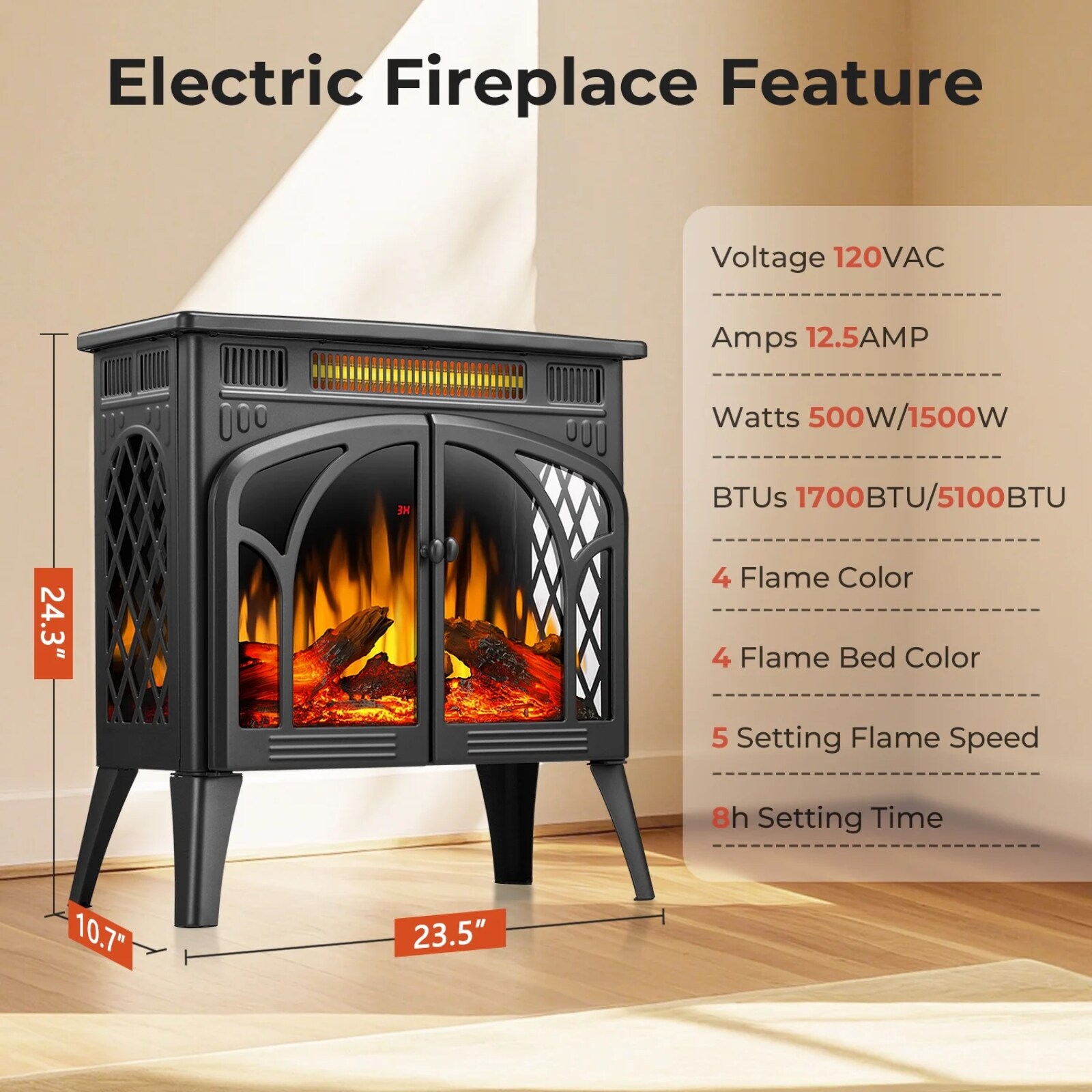 COWSAR LSRW-S230BPB Electric-Fireplaces - View #5