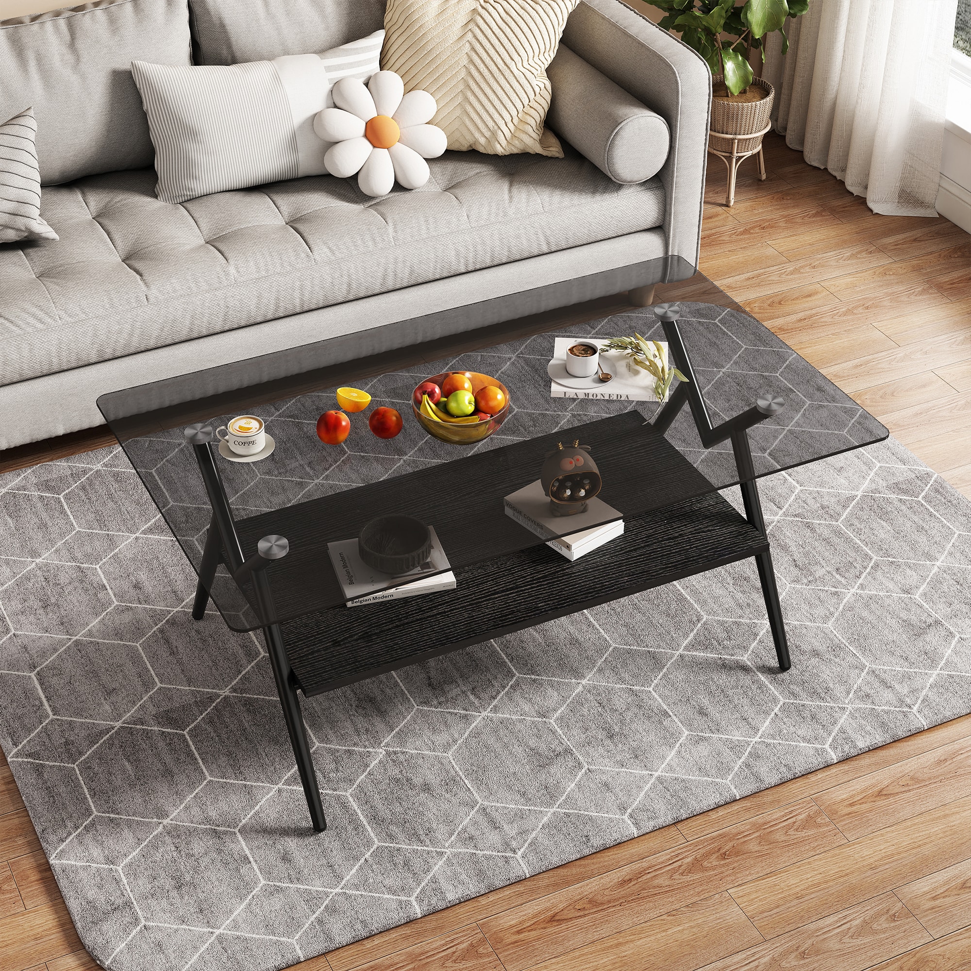 ZAKLOOP WU1760140073 Tempered Glass Glass Modern Coffee Table