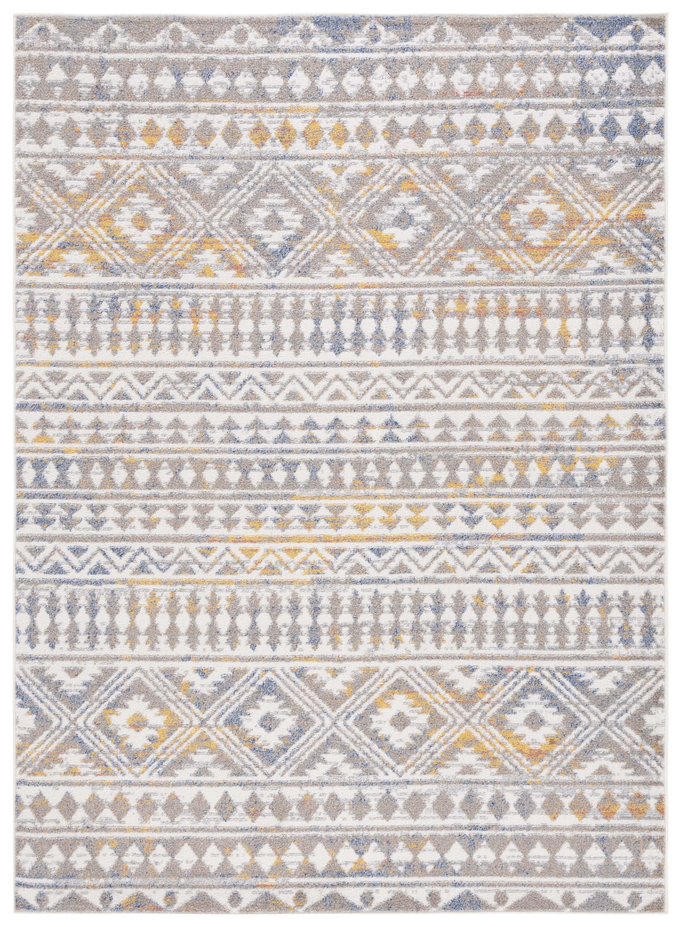 Astoria Gray Synthetic Square Reversible Area Rug, 6'7" x 6'7"