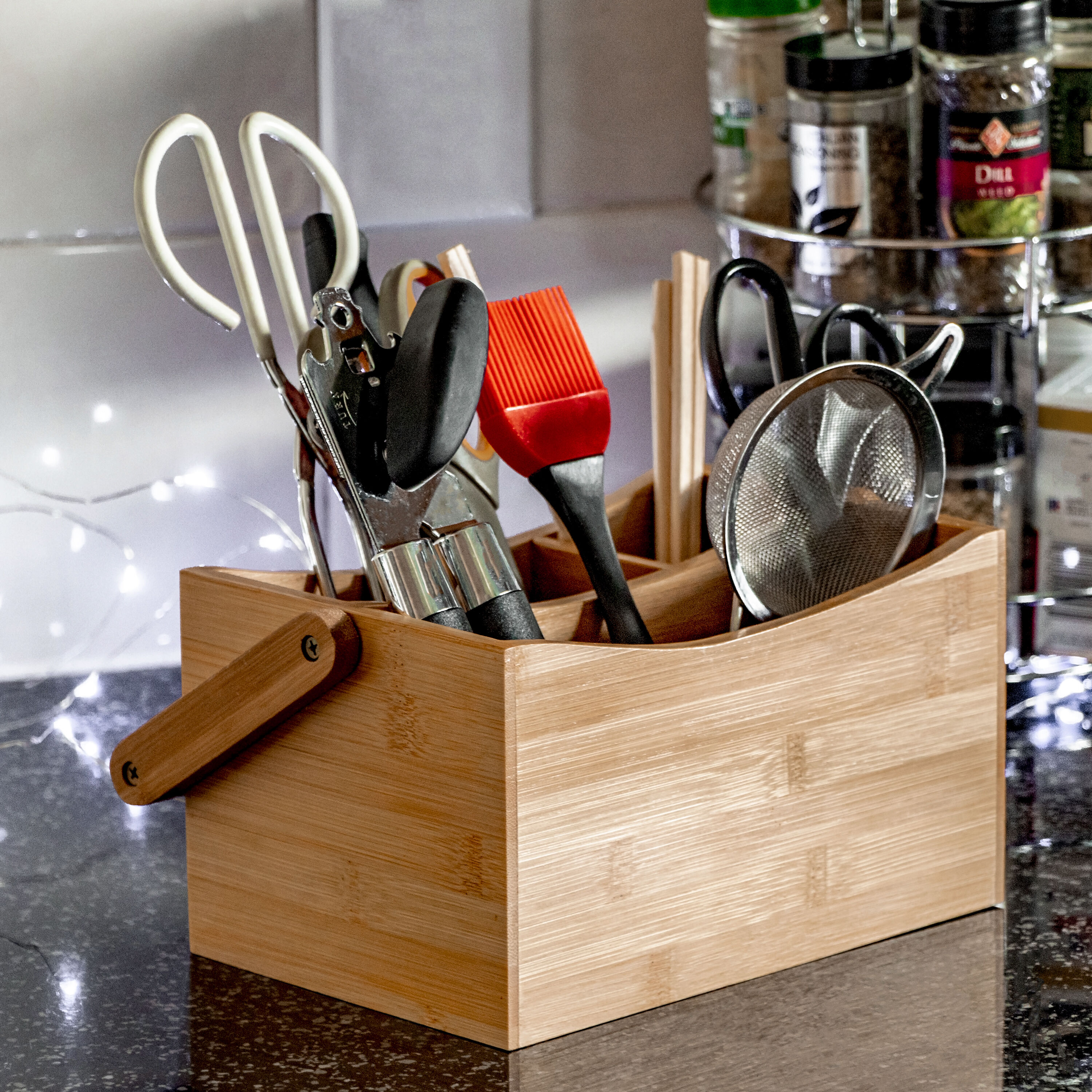 Innovation Utensil Holder, Extra Large Kitchen Utensil Holder for  Countertop, Wood Utensil Holder with Handle, Kitchen Utensil Organizer  Cooking Tools