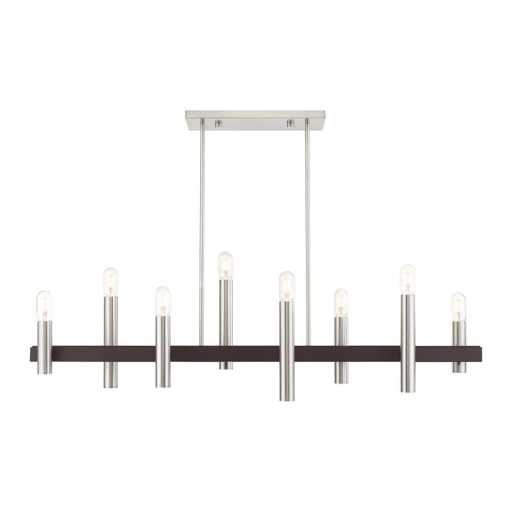 Livex Lighting 46868-91 Helsinki 8 -Light Brushed Nickel Mid-century For Use in Bathrooms, Bedrooms, Dining Rooms, Foyers, Kitchens, Living Rooms Chandelier