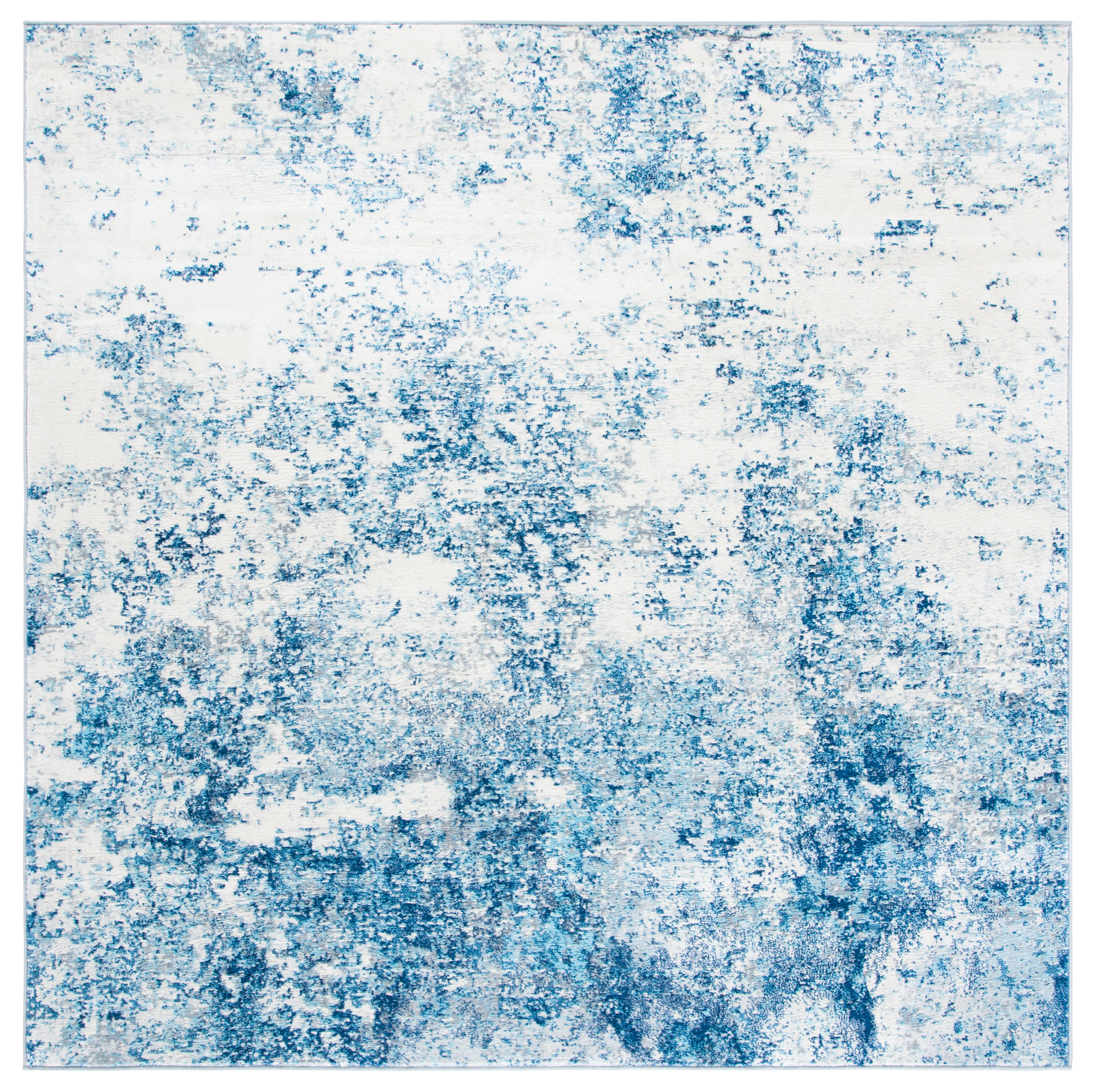 Safavieh BNT822B-7SQ Brentwood Malissie 7 x 7 (ft) Loomed Polypropylene Ivory/Navy Square Indoor Distressed/Overdyed Bohemian/Eclectic Area rug