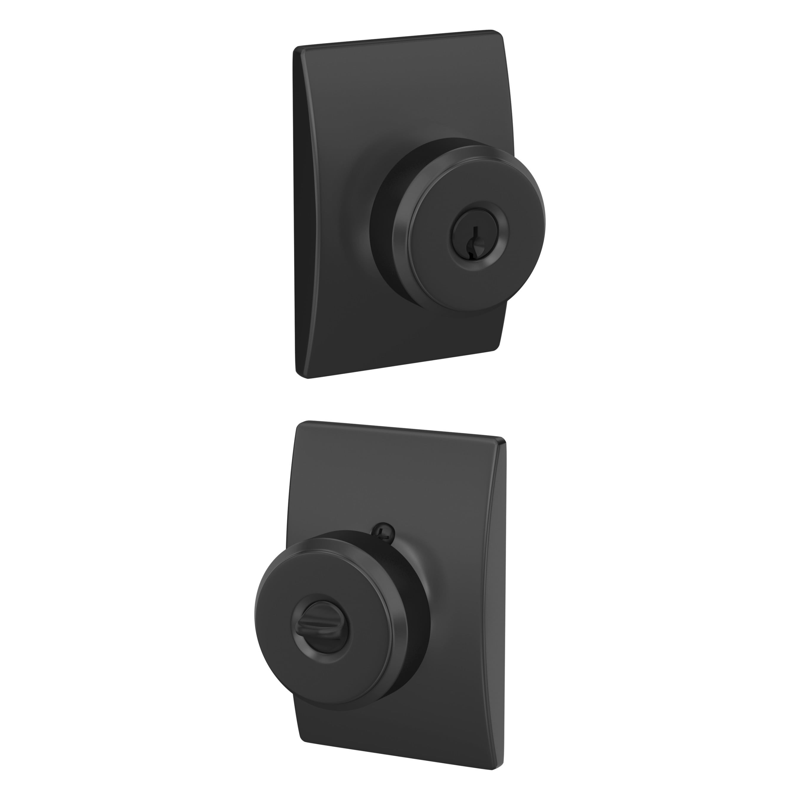 Schlage F51A BWE 622 CEN G Customizable Keying Bowery-Century Matte Black Exterior Keyed Entry Door Knob